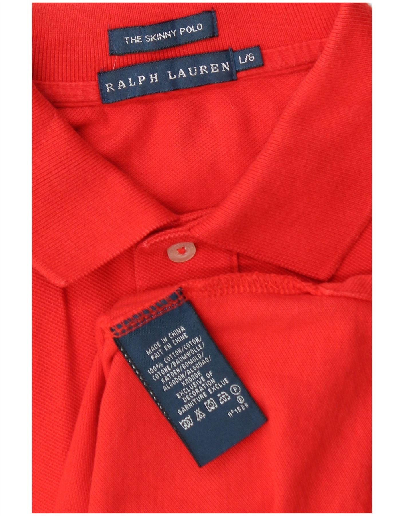 Ralph Lauren Mens The Skinny Polo Polo Shirt Large Red Cotton Size US L / EU 52-54 / 3 - 4 Thumbnail