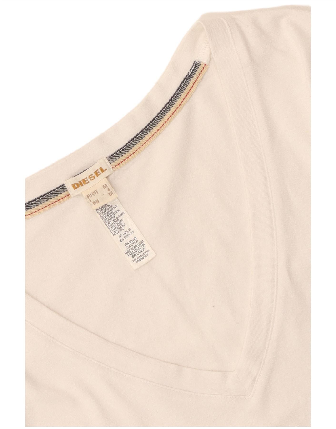 Diesel Womens T-Shirt Top UK 12 Medium White Cotton Size XS / US 0-2 / IT 36-38 - 4 Thumbnail