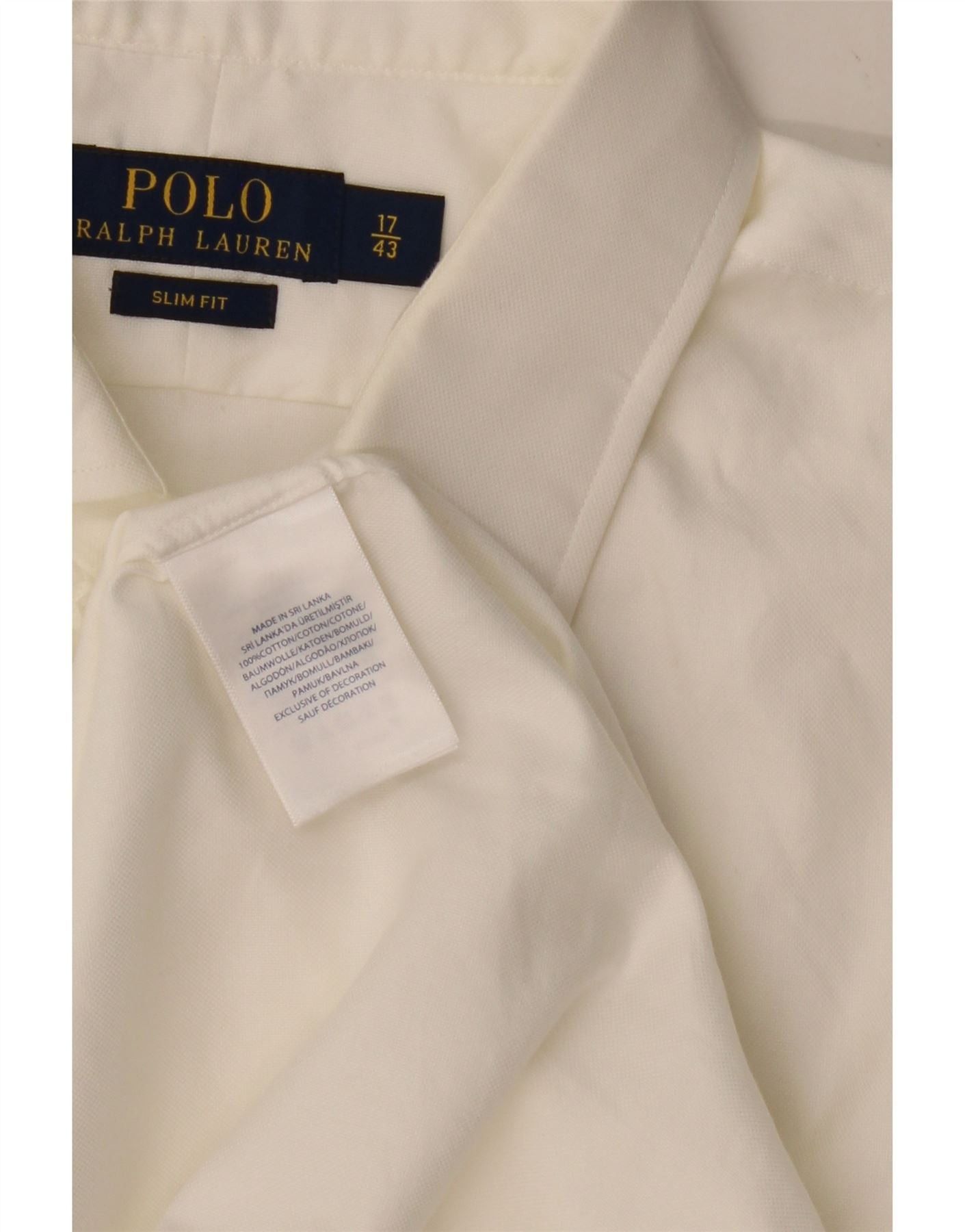 Polo Ralph Lauren Mens Slim Fit Shirt 17 XL White Cotton Size US XL / EU 56 / 4 - 4 Thumbnail