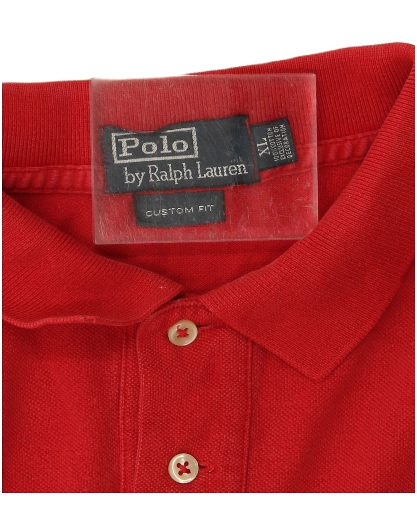 Polo Ralph Lauren Mens Custom Fit Polo Shirt XL Red Cotton Size US L / EU 52-54 / 3 - 4 Thumbnail