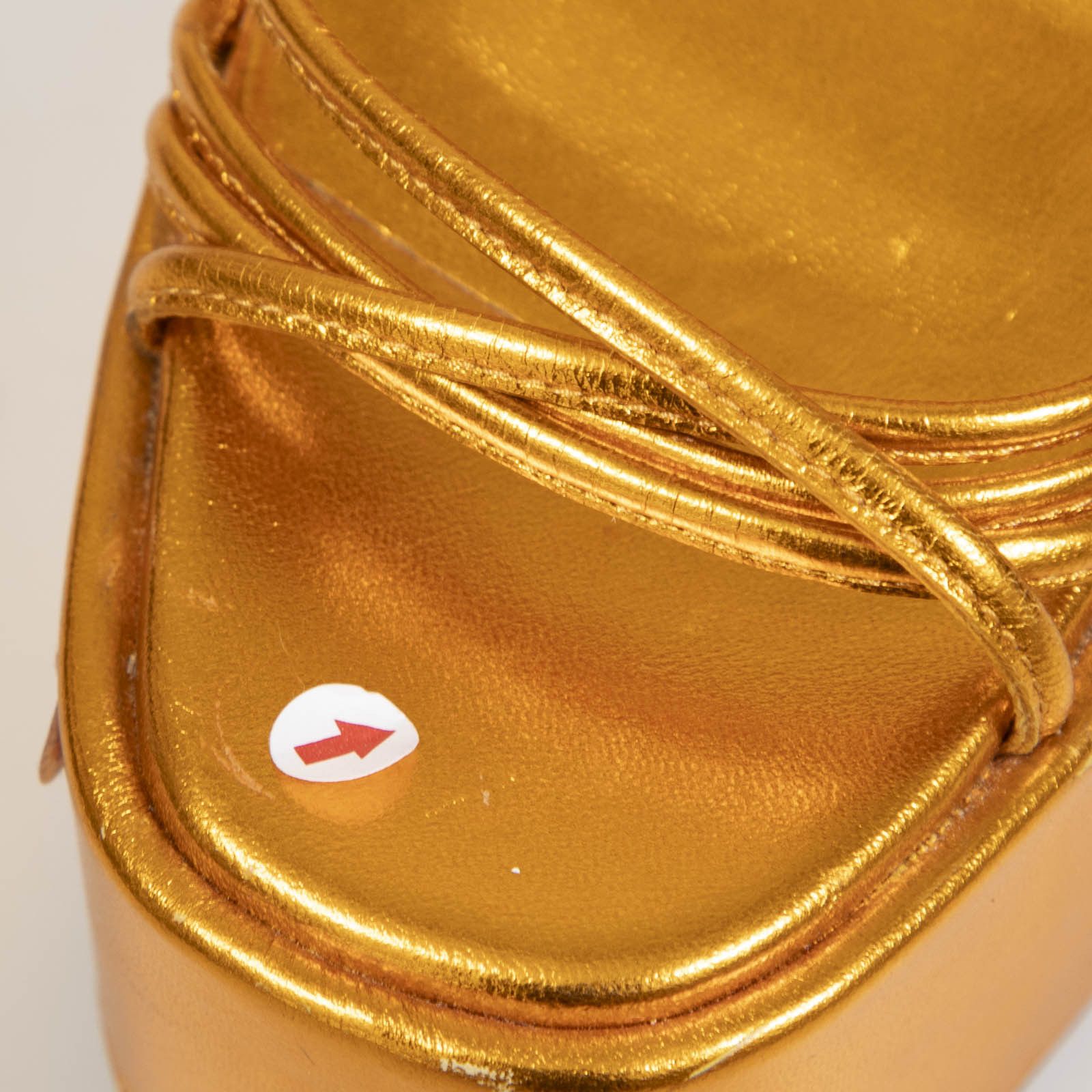 Paris Texas Orange Metallic Leather Platform Sandals Size US 7 / IT 37 - 9 Thumbnail