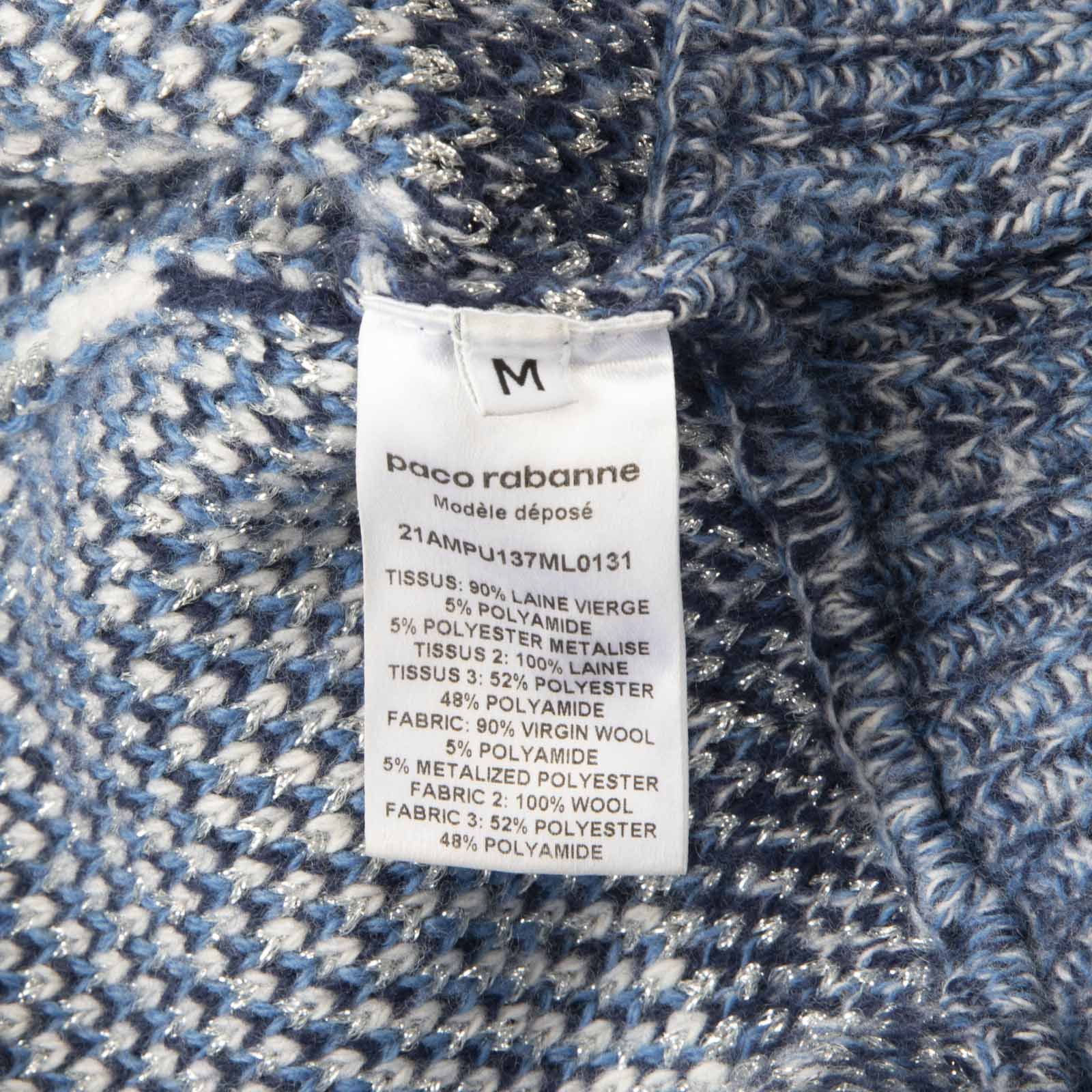 Paco Rabanne Blue Wool Icelandic Jumper Size M / US 6-8 / IT 42-44 - 7 Thumbnail
