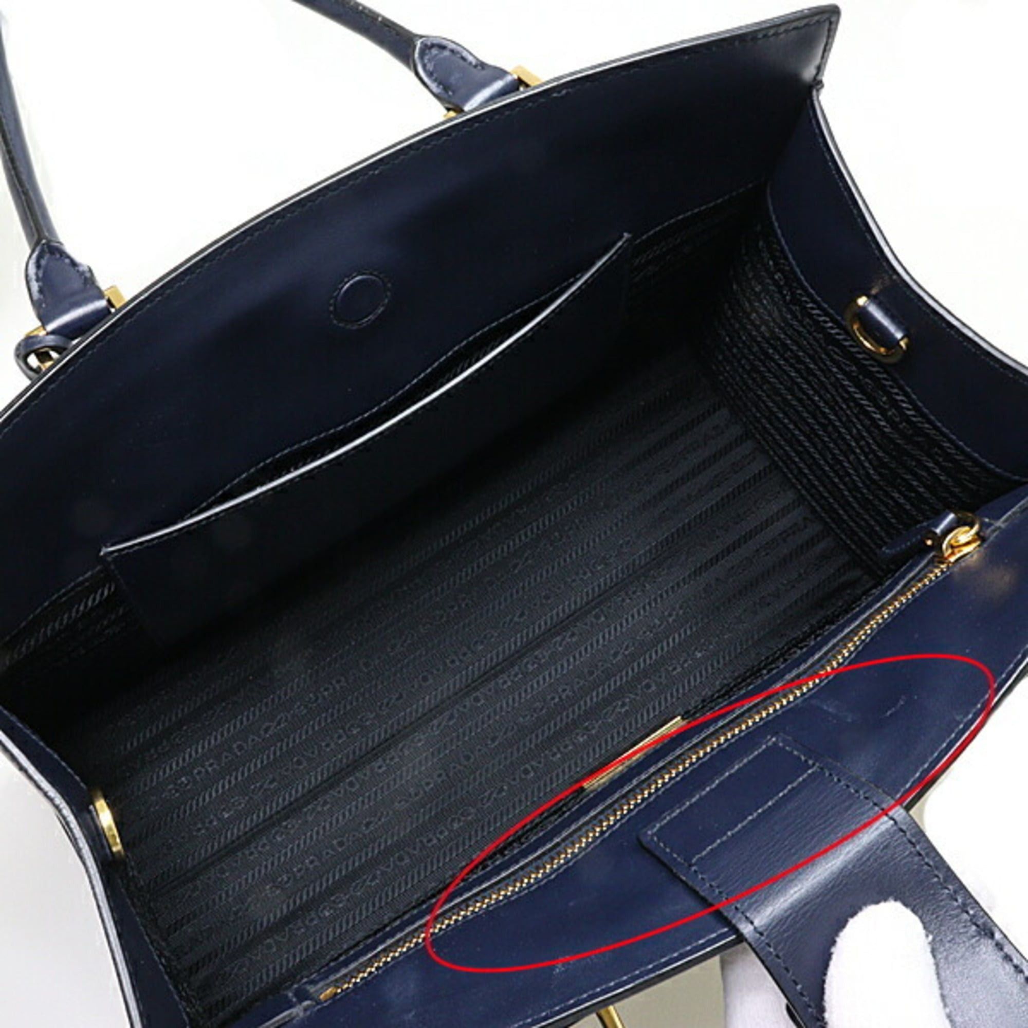 Prada Prada Saffiano Leather Handbag, Outlet, Strapless, 1BA228, Navy, BALTICO Size ONE SIZE - 3 Thumbnail