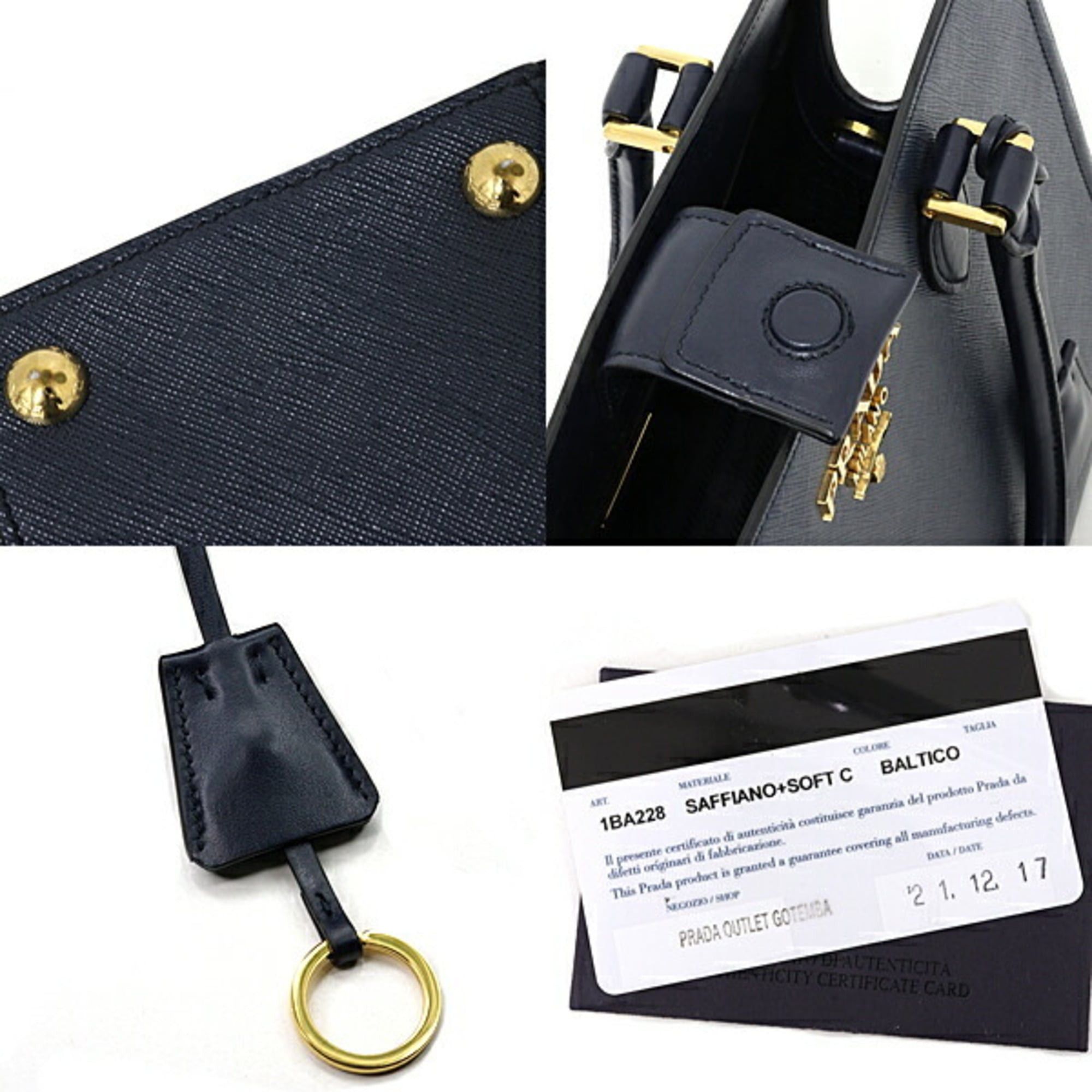 Prada Prada Saffiano Leather Handbag, Outlet, Strapless, 1BA228, Navy, BALTICO Size ONE SIZE - 6 Thumbnail