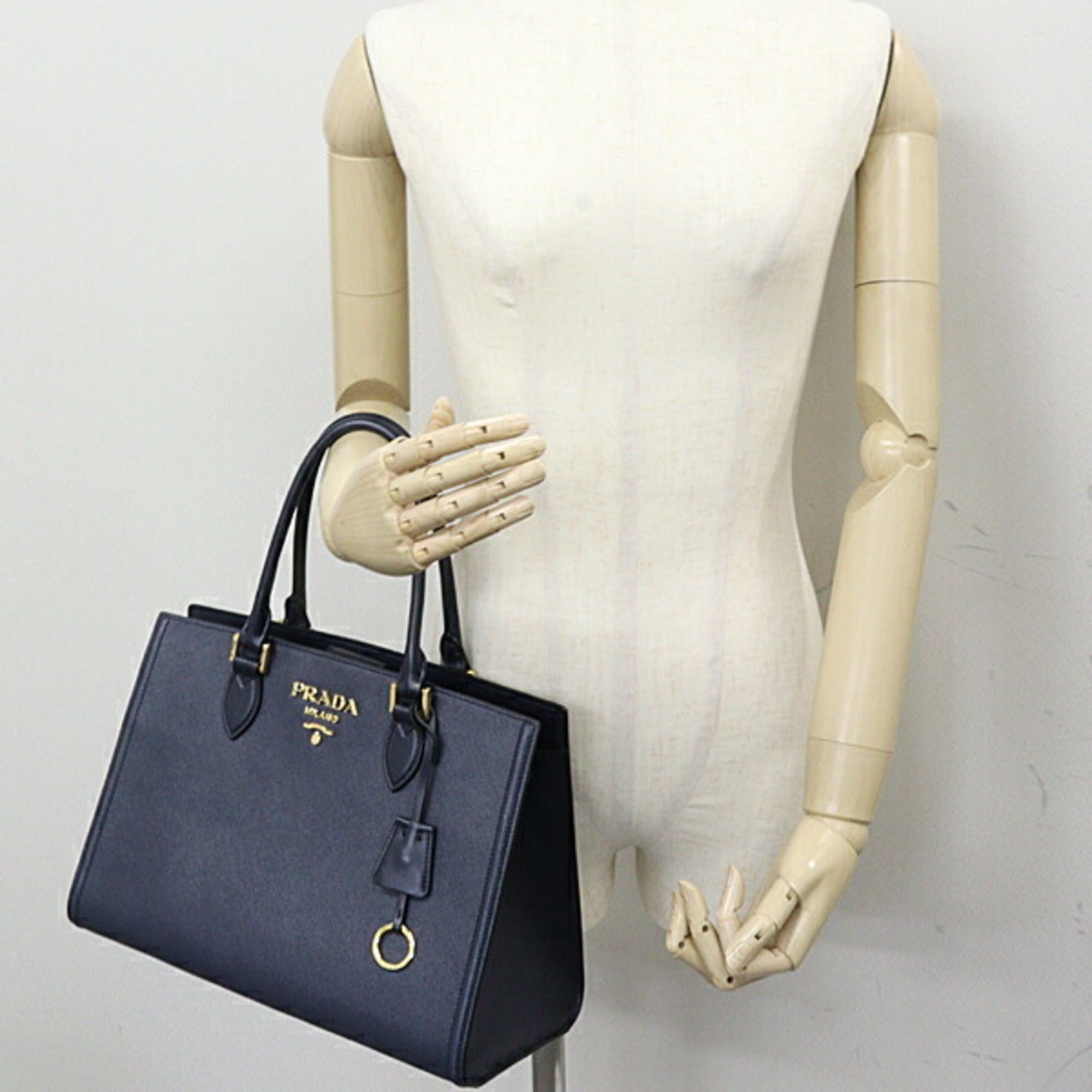 Prada Prada Saffiano Leather Handbag, Outlet, Strapless, 1BA228, Navy, BALTICO Size ONE SIZE - 5 Thumbnail