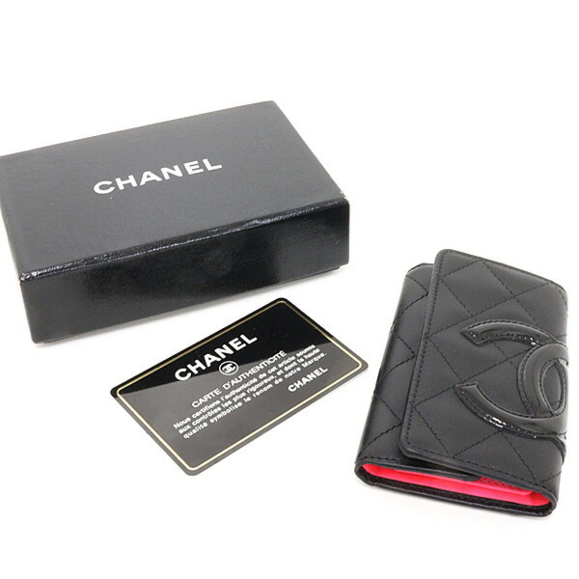 Chanel Chanel Cambon Key Case, 6-ring, Soft Calfskin, Black/Pink, A26723, with Guarantee Card, Serial Number in the 15s range. Size ONE SIZE - 6 Thumbnail