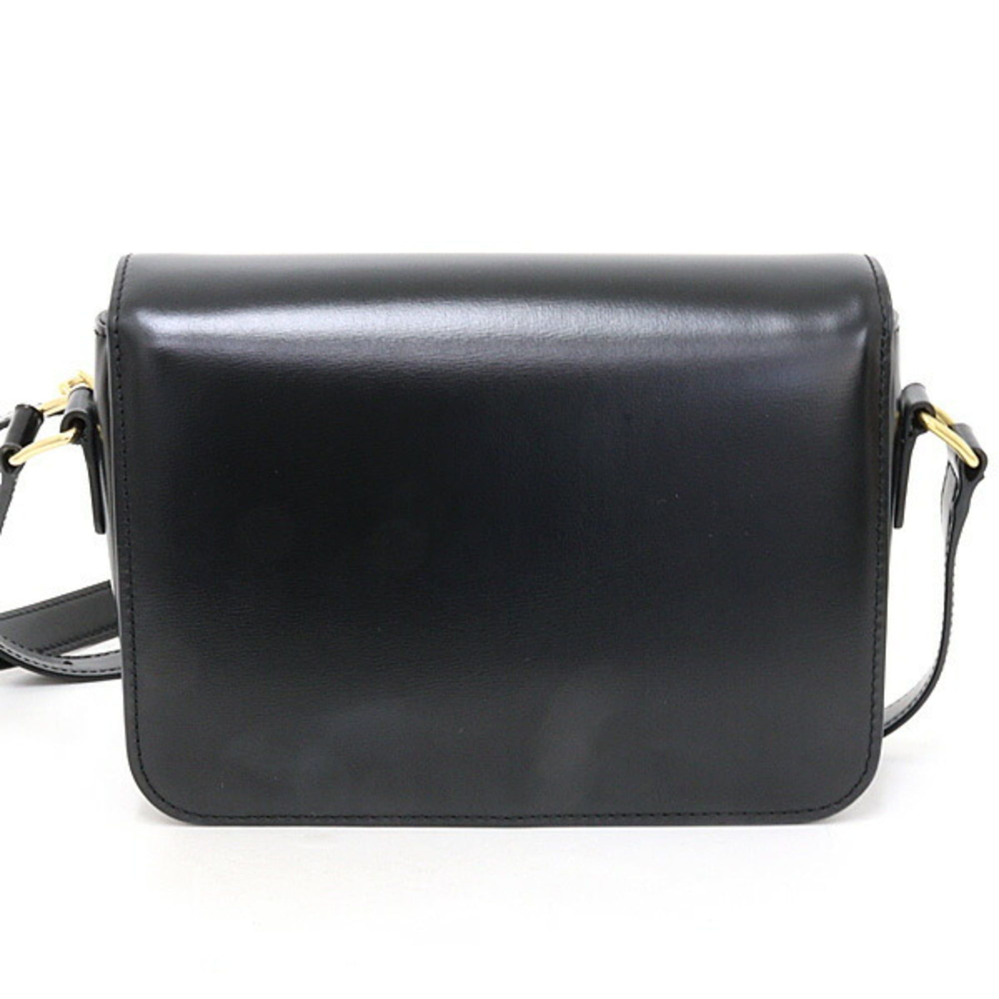 Celine Celine Teen Triomphe Bag, Shiny Calfskin, Black Shoulder Crossbody Bag Size ONE SIZE - 2 Thumbnail