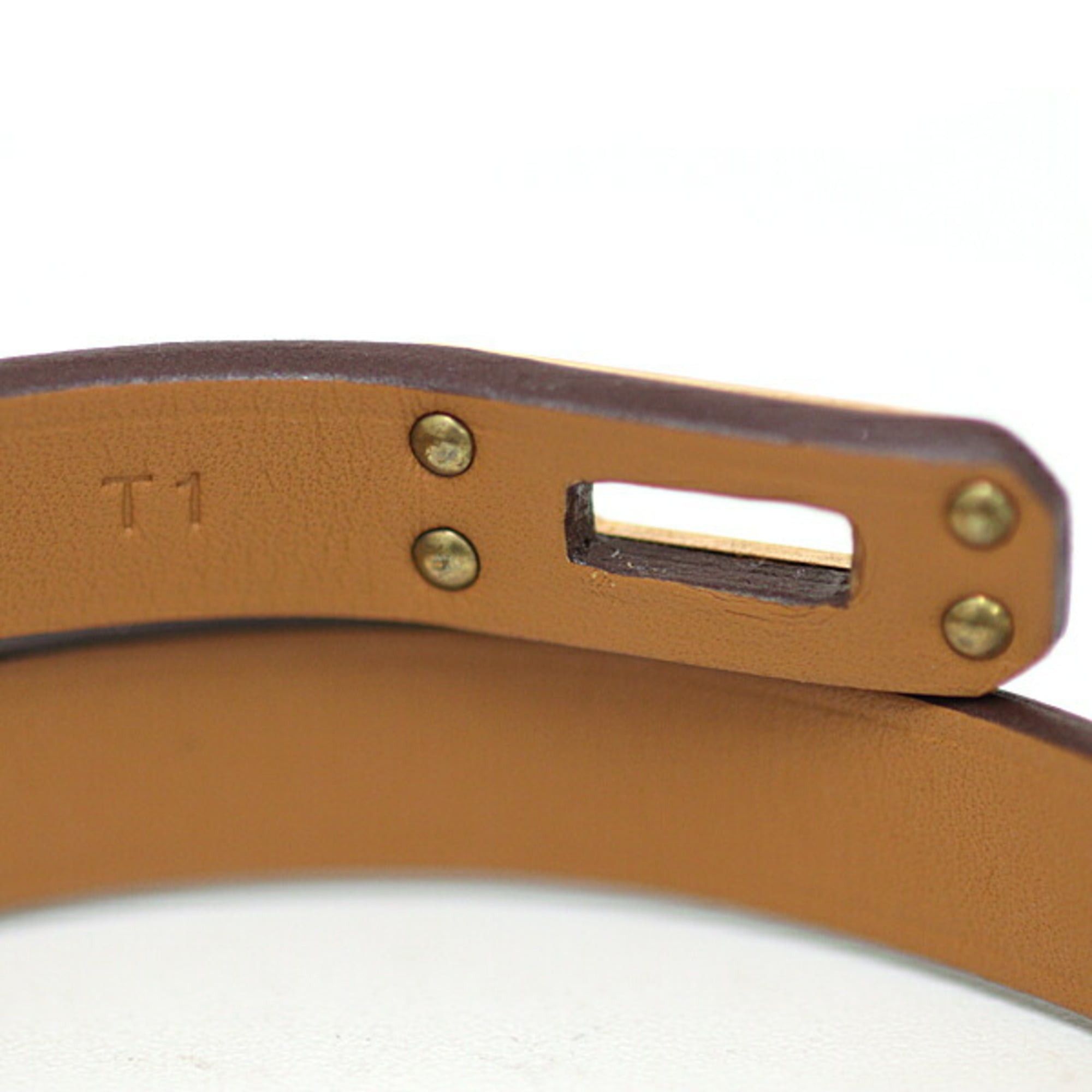 Hermes Hermes Leather Bracelet "Mini Kelly" Double Tour Veau Swift Z Stamp (2021) Blue Pale Size ONE SIZE - 5 Thumbnail