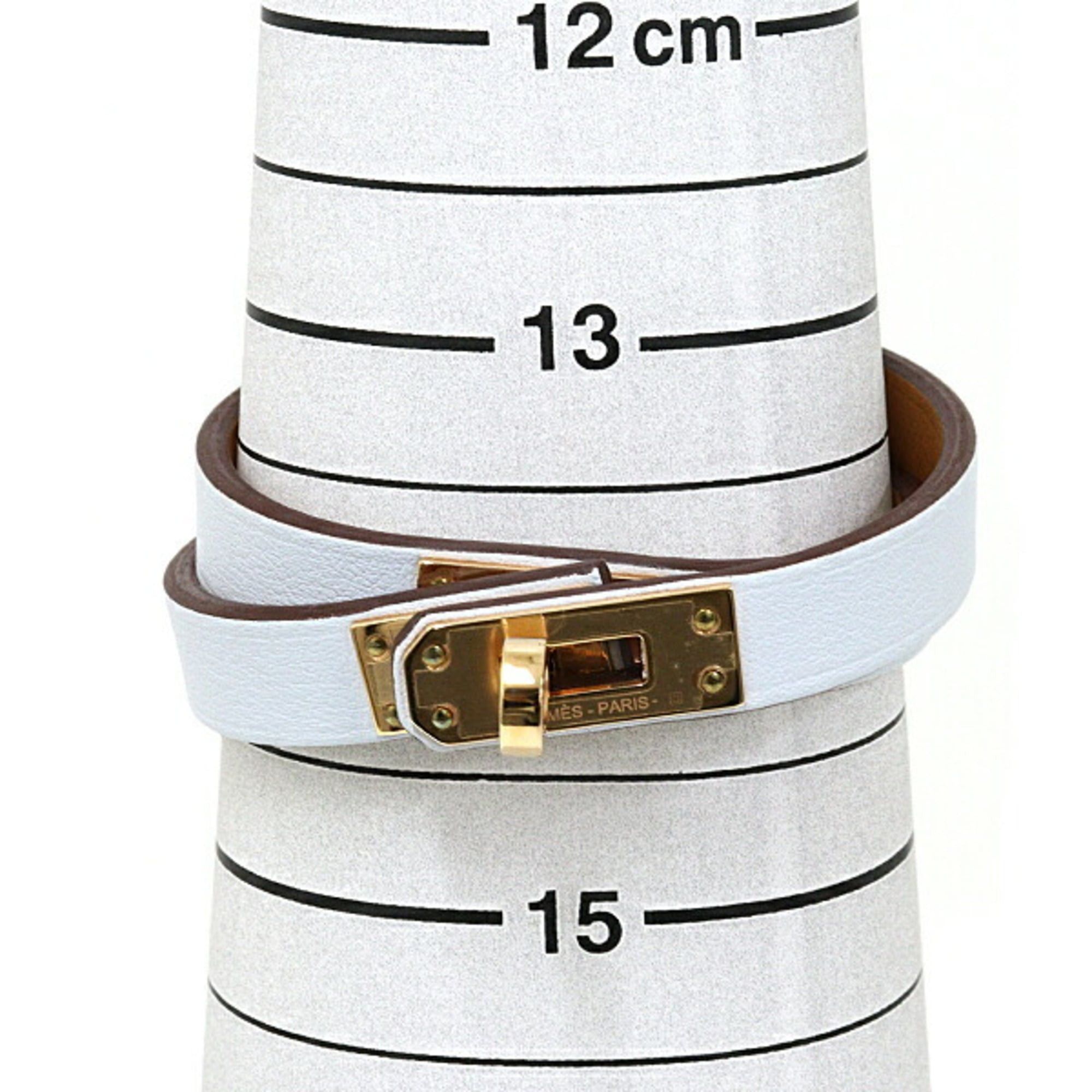 Hermes Hermes Leather Bracelet "Mini Kelly" Double Tour Veau Swift Z Stamp (2021) Blue Pale Size ONE SIZE - 6 Thumbnail