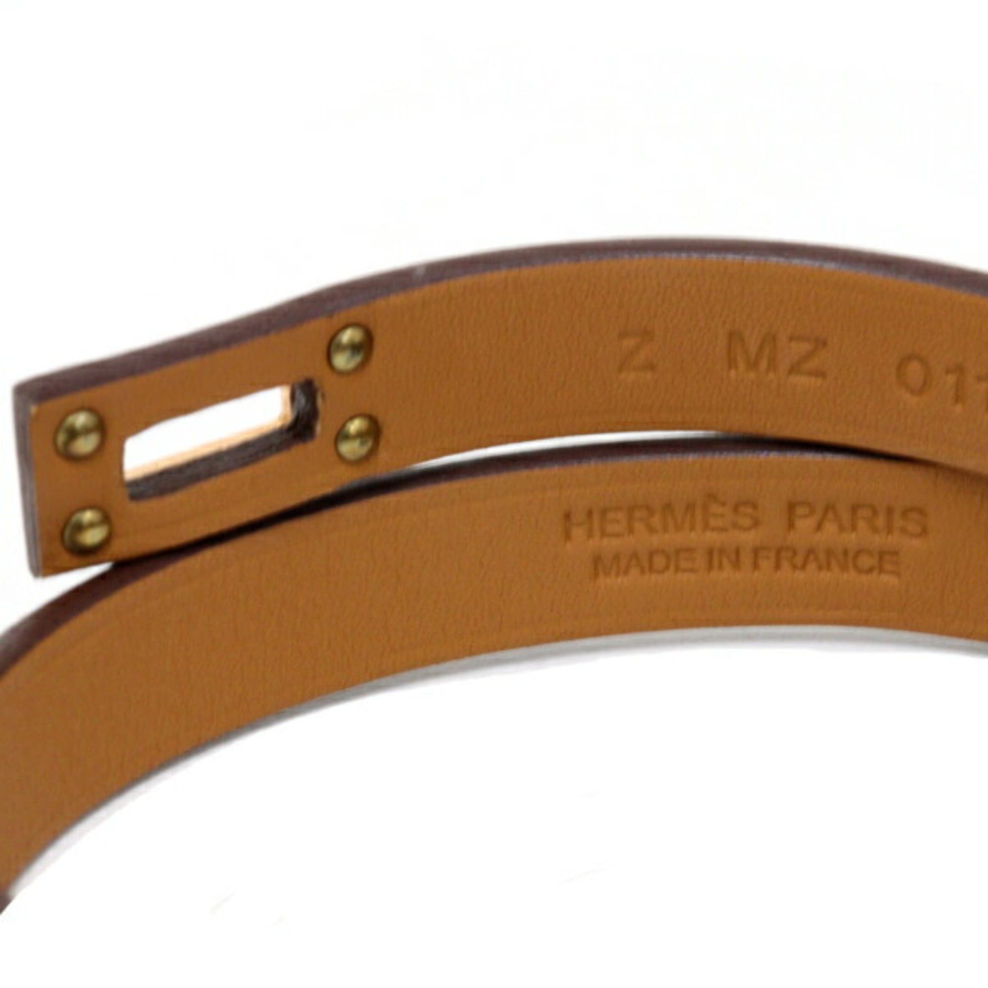 Hermes Hermes Leather Bracelet "Mini Kelly" Double Tour Veau Swift Z Stamp (2021) Blue Pale Size ONE SIZE - 4 Thumbnail