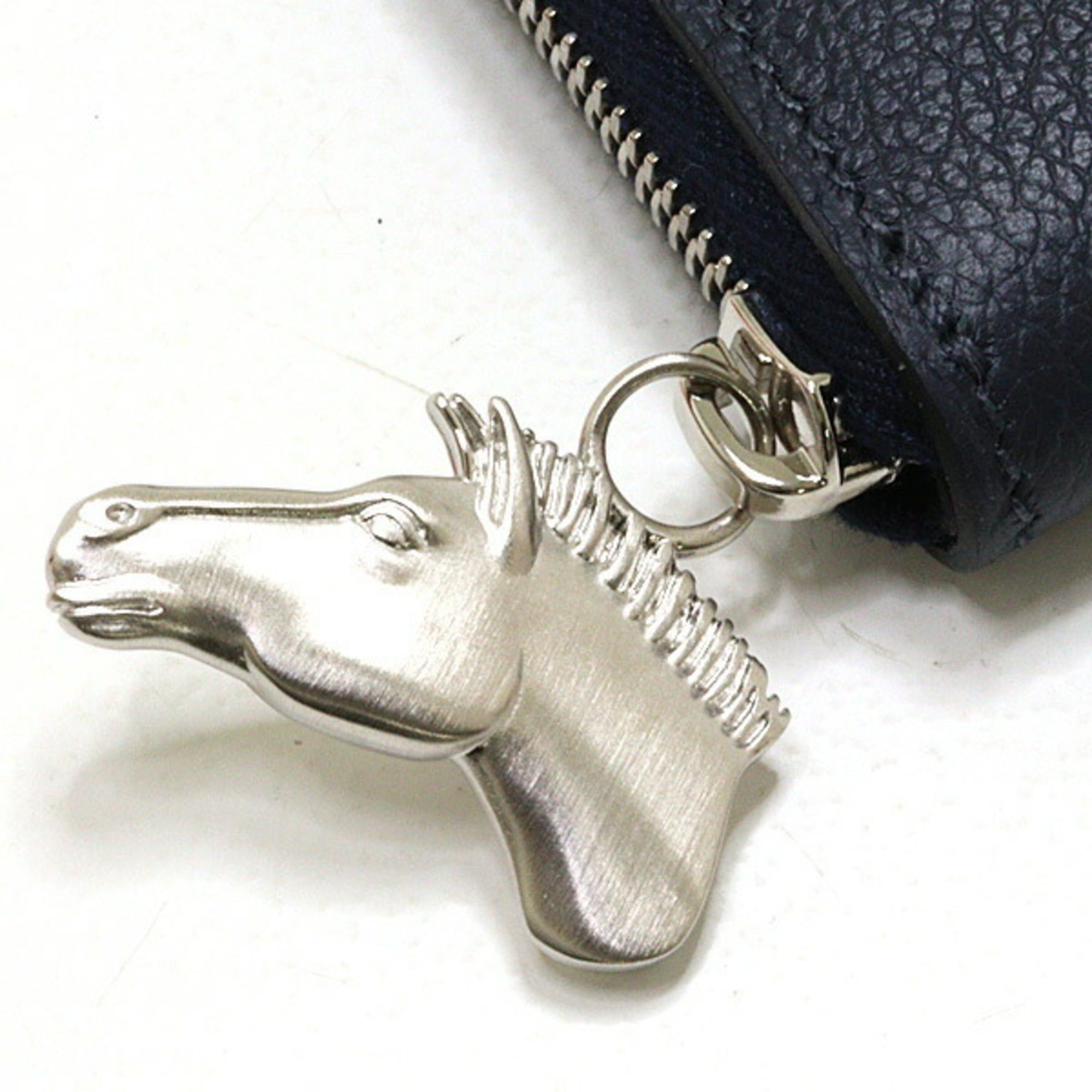 Hermes Hermes card case, Zip Ango Cheval Evercolor Blue Nuit, U stamp, Horse design, Size S Size ONE SIZE - 5 Thumbnail