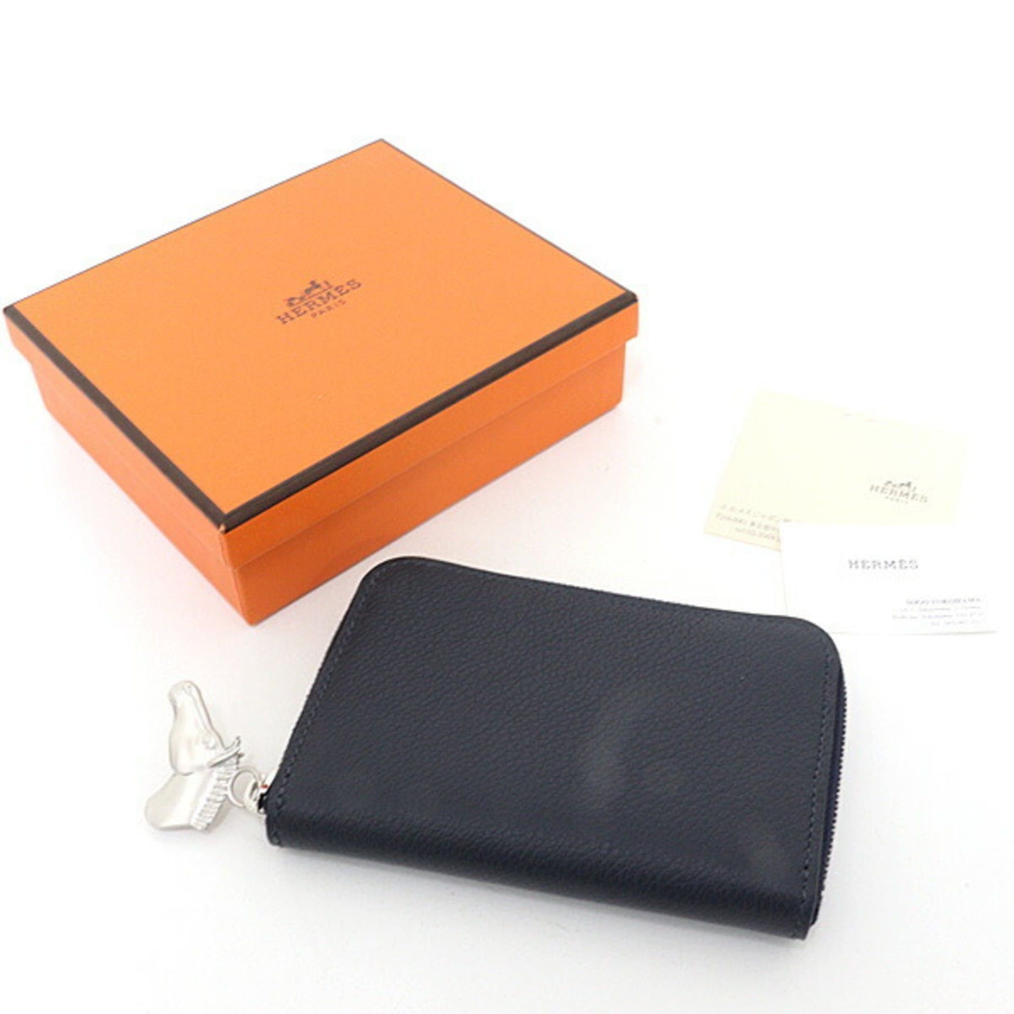 Hermes Hermes card case, Zip Ango Cheval Evercolor Blue Nuit, U stamp, Horse design, Size S Size ONE SIZE - 6 Thumbnail