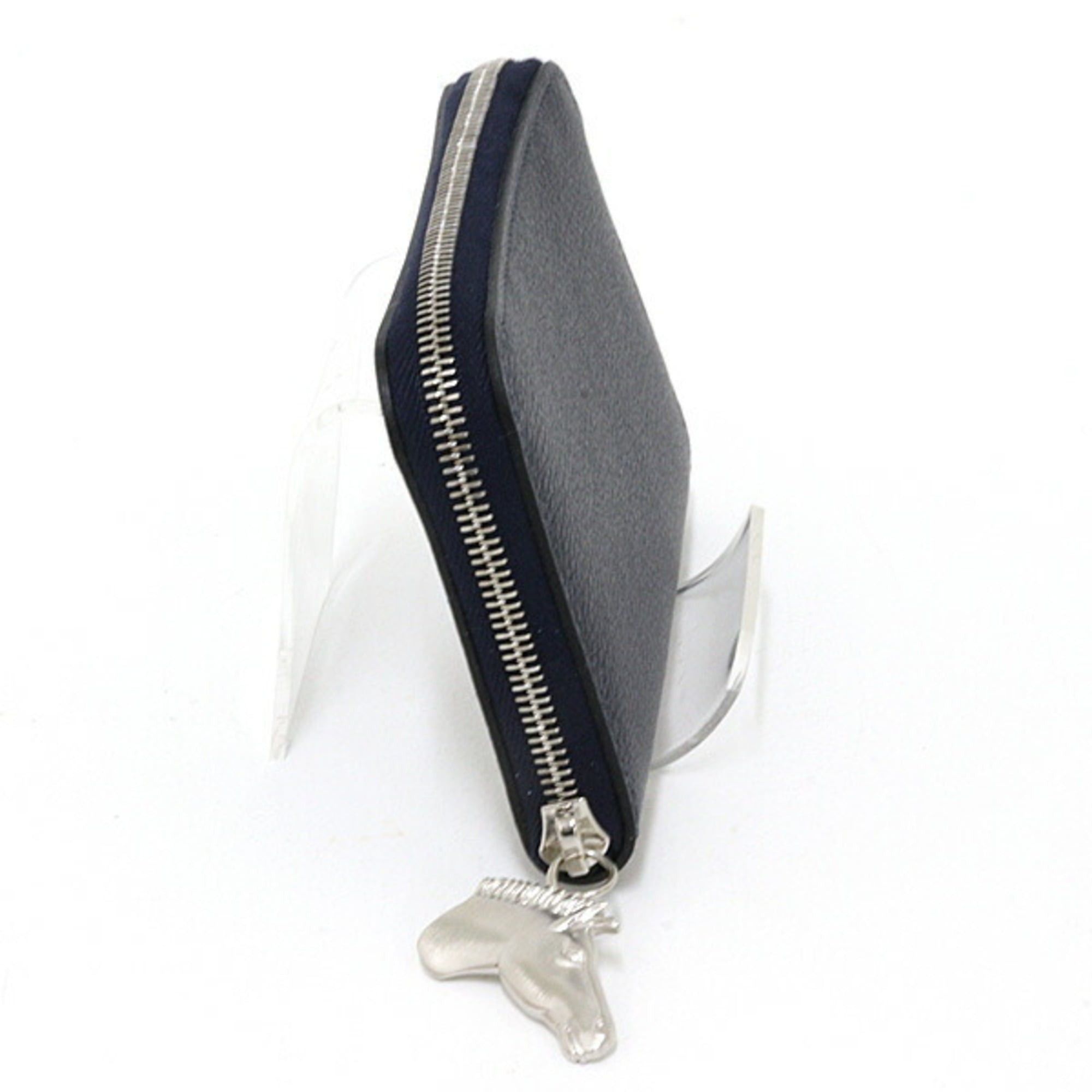Hermes Hermes card case, Zip Ango Cheval Evercolor Blue Nuit, U stamp, Horse design, Size S Size ONE SIZE - 3 Thumbnail