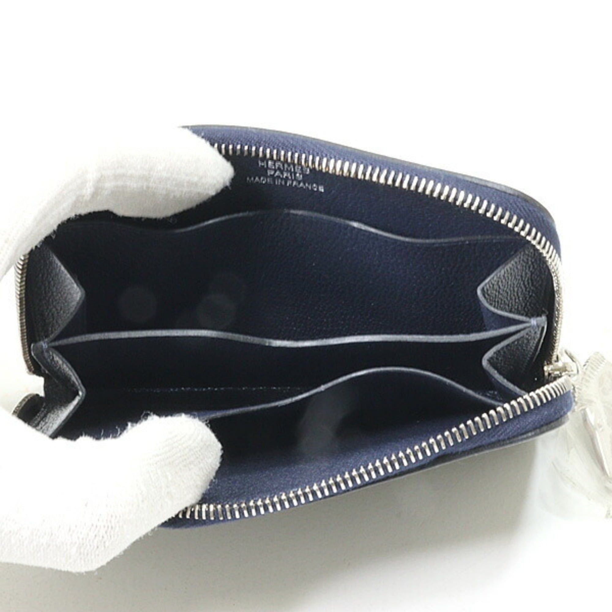 Hermes Hermes card case, Zip Ango Cheval Evercolor Blue Nuit, U stamp, Horse design, Size S Size ONE SIZE - 2 Thumbnail