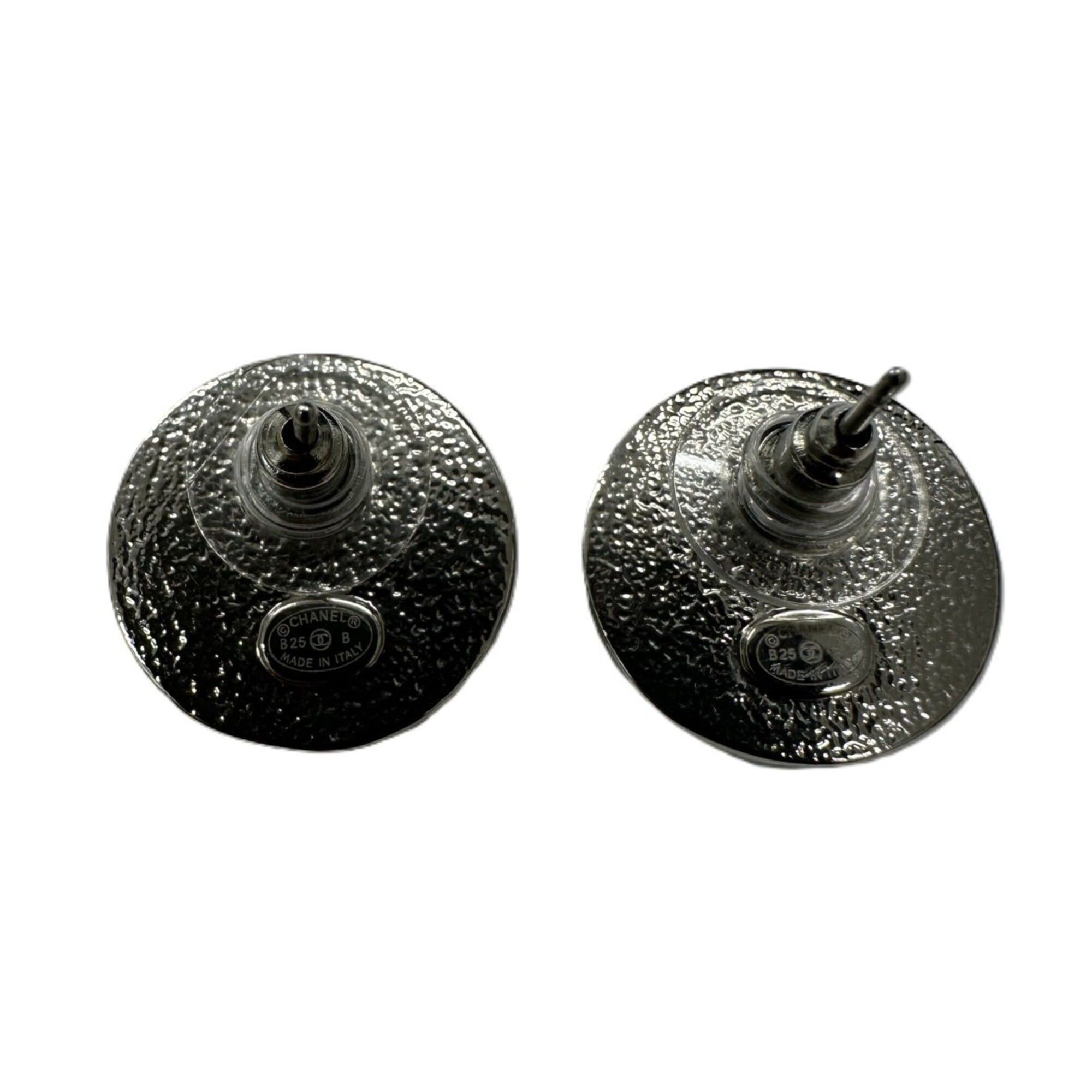 Chanel CHANEL earrings, costume pearl, silver, rhinestone, Coco Mark, round. Size ONE SIZE - 4 Thumbnail
