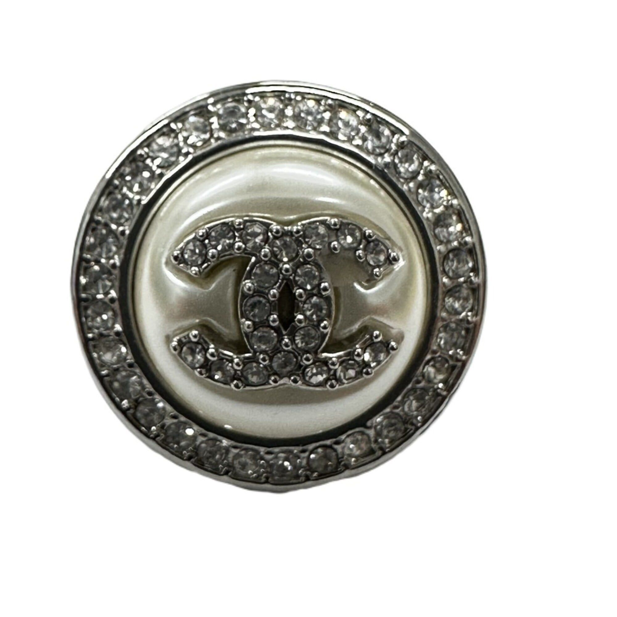 Chanel CHANEL earrings, costume pearl, silver, rhinestone, Coco Mark, round. Size ONE SIZE - 5 Thumbnail
