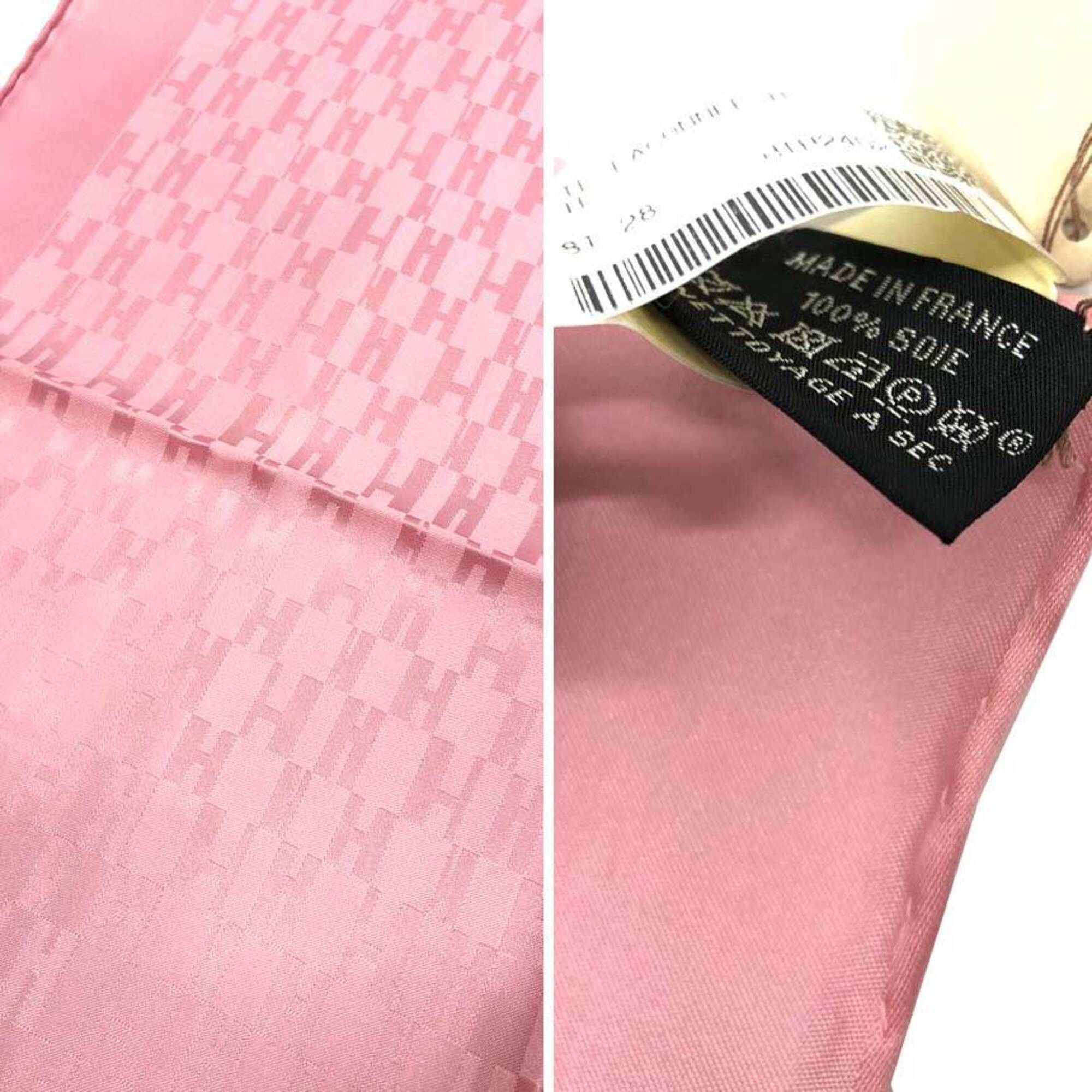 Hermes Hermes Pocket Square Scarf Muffler POCHETTE FACONNEE H GRAND ROSE Pink Silk 100% Neck Bandana Size ONE SIZE - 2 Thumbnail
