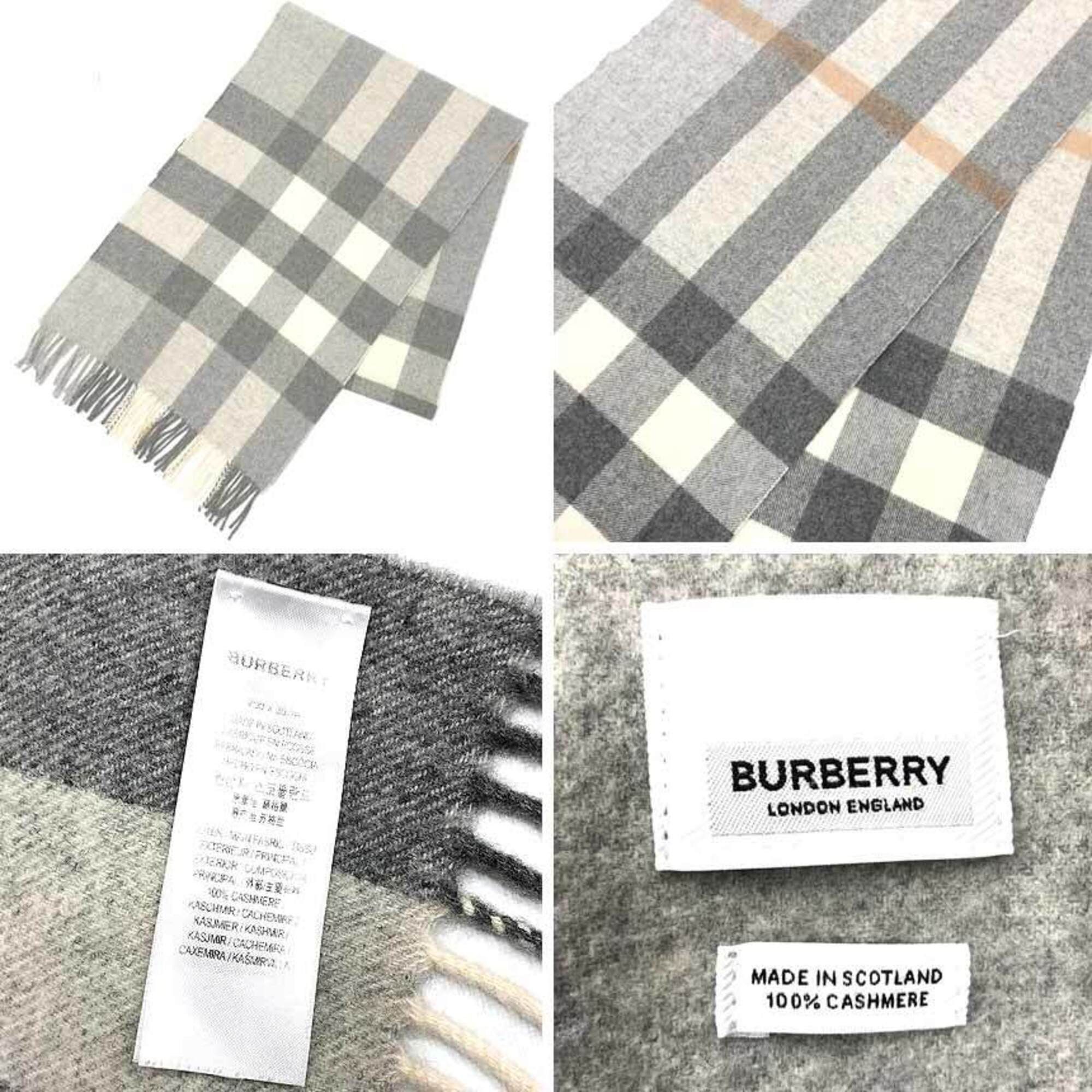 Burberry BURBERRY cashmere check scarf/stole, gray x ivory, unisex. Size ONE SIZE - 2 Thumbnail