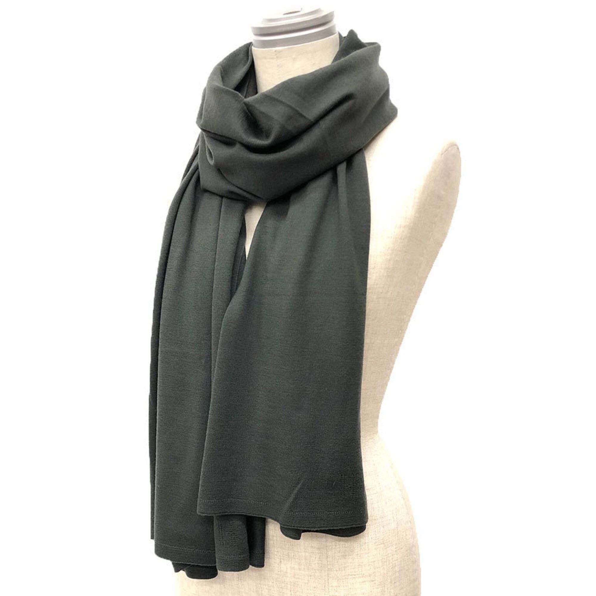 Hermes Hermes Stole Shawl Wool Charcoal Gray Men's Women's Size ONE SIZE - 2 Thumbnail