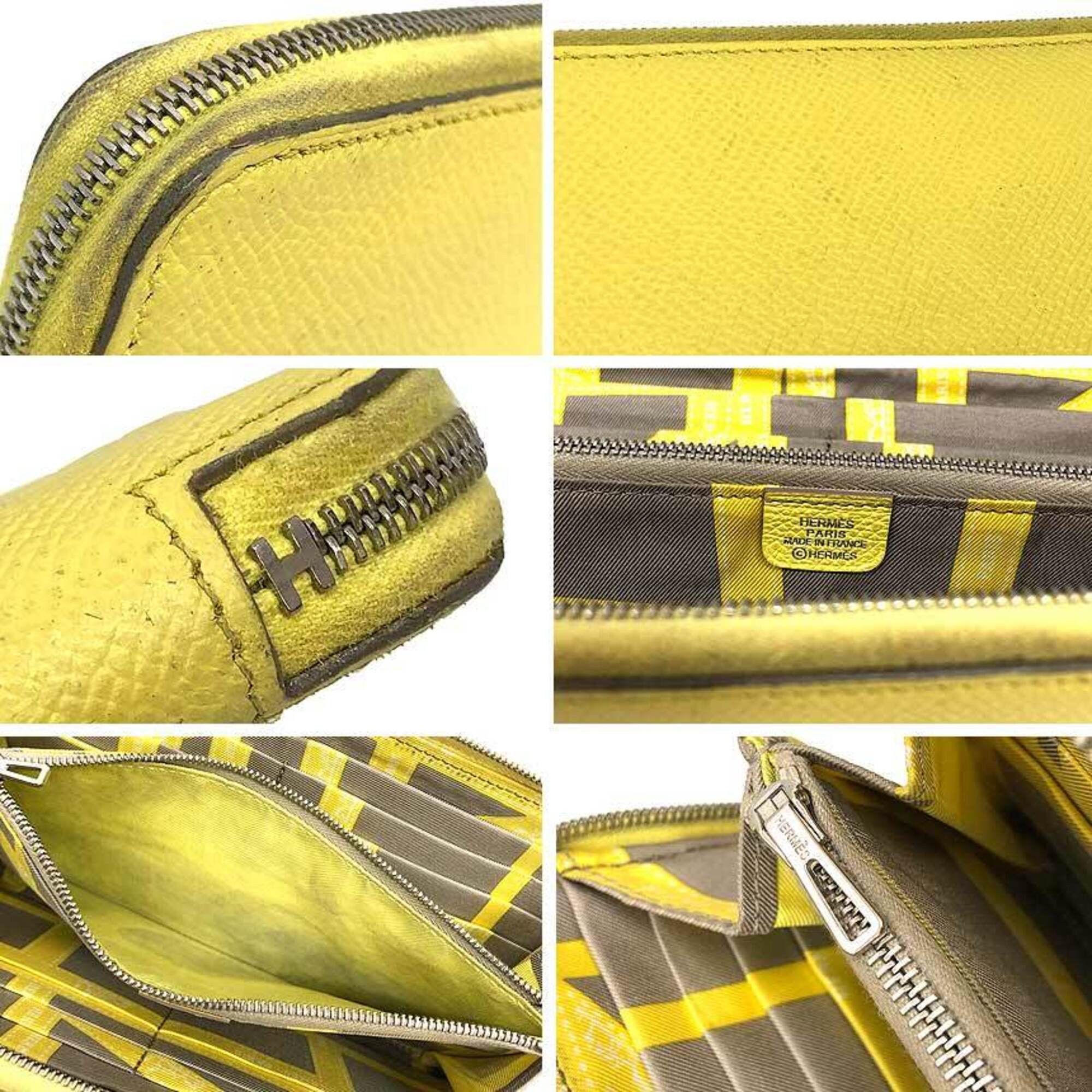 Hermes HERMES Azap Silk In Long Round Wallet, Bolduc au Carre, Ribbon Pattern, Lemon Yellow Size ONE SIZE - 3 Thumbnail