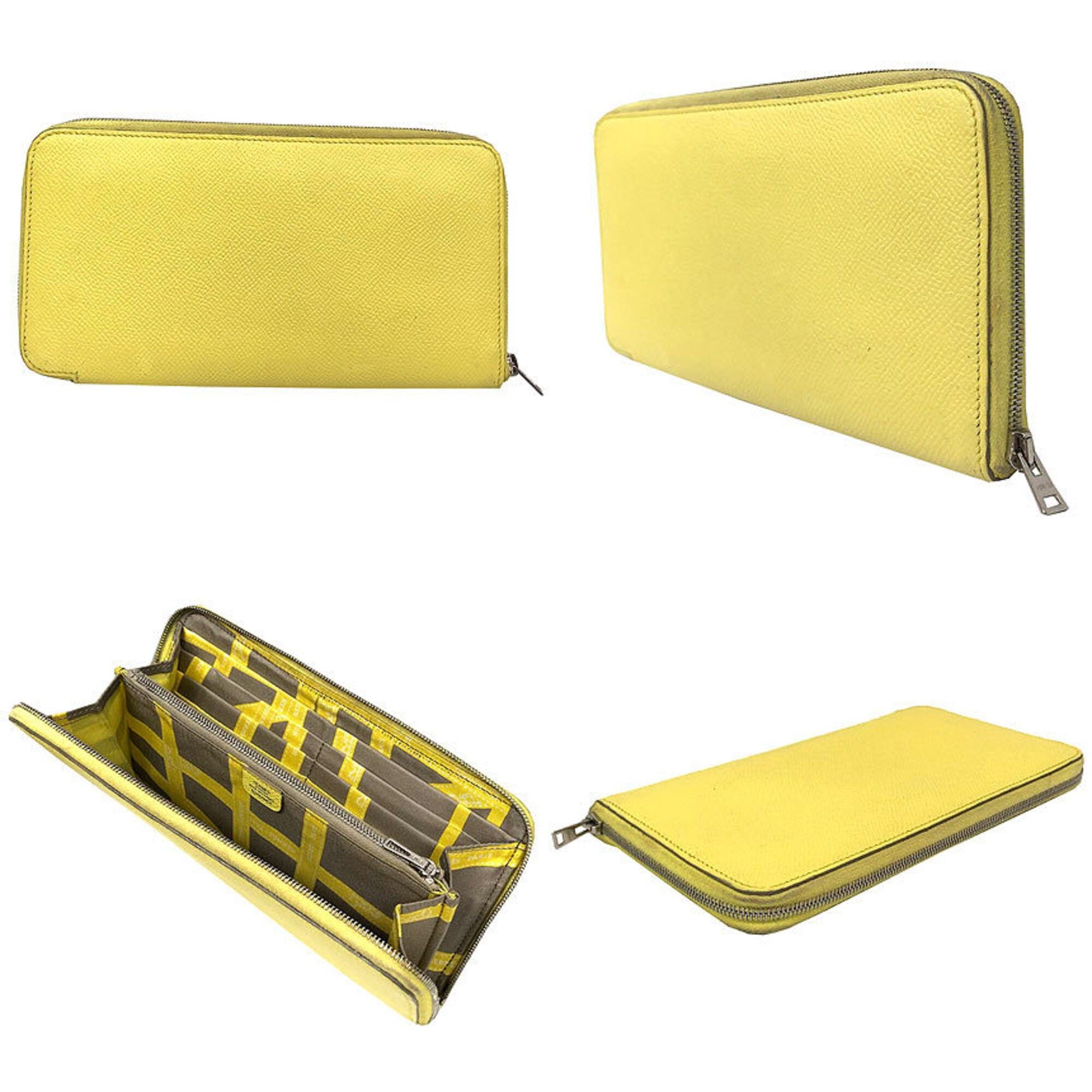 Hermes HERMES Azap Silk In Long Round Wallet, Bolduc au Carre, Ribbon Pattern, Lemon Yellow Size ONE SIZE - 2 Thumbnail