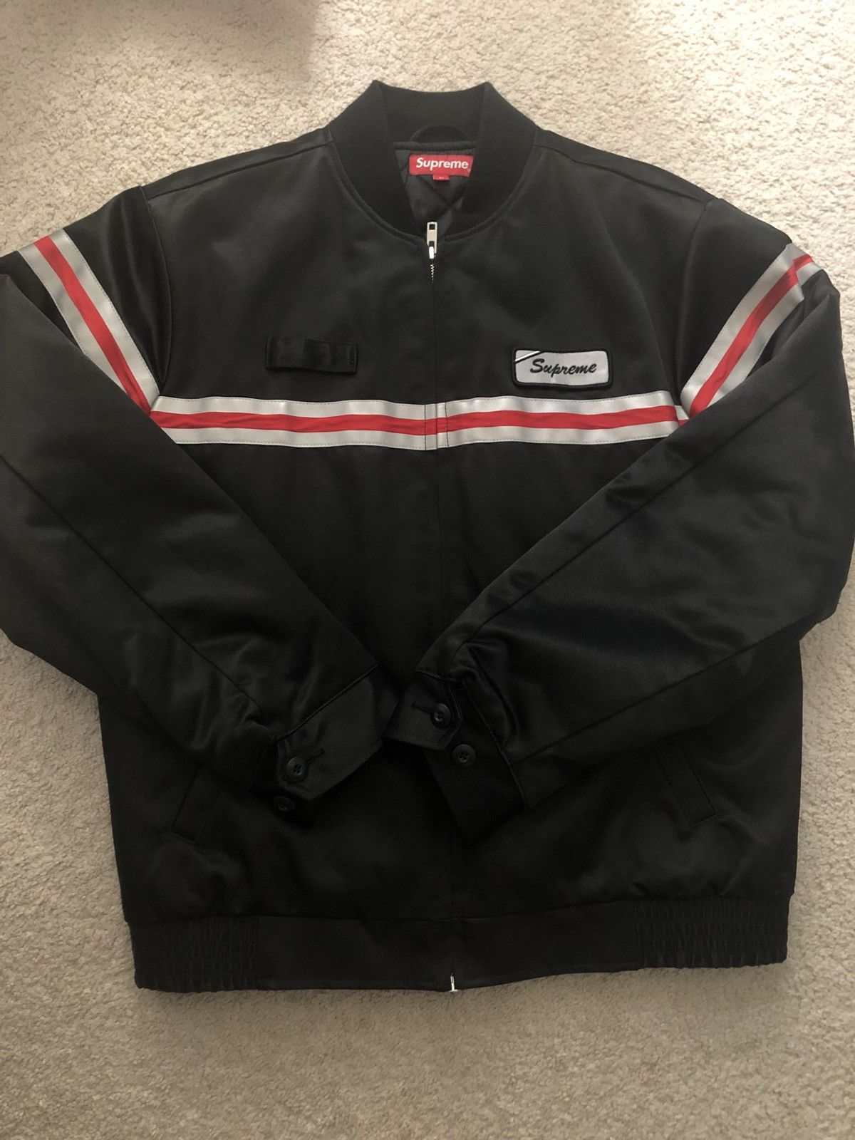 Supreme reflective stripe work jacket black shop