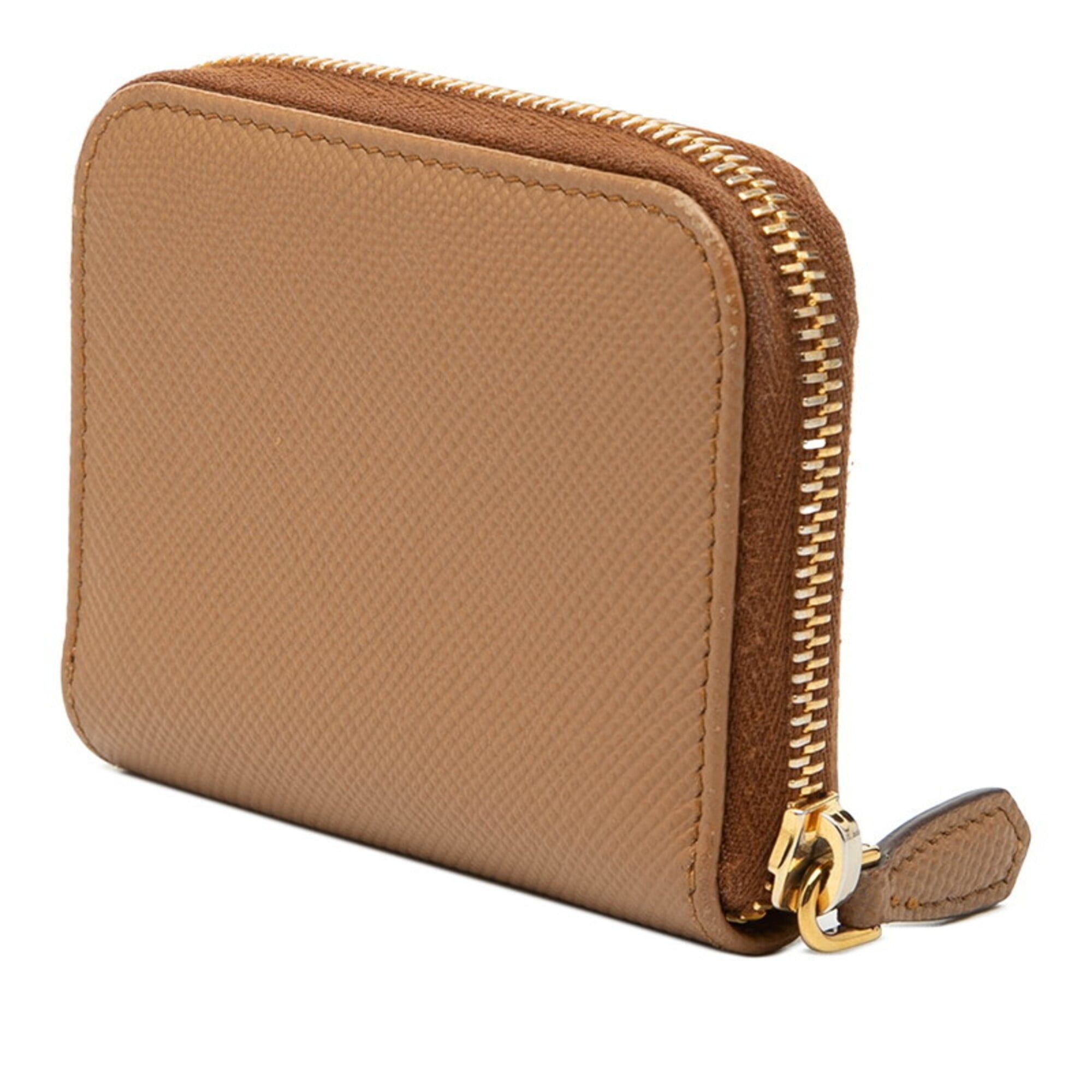 Prada Prada Logo Wallet/Coin Purse, 1MM268, Caramel Brown Saffiano Leather, Women's PRADA Size ONE SIZE - 2 Thumbnail