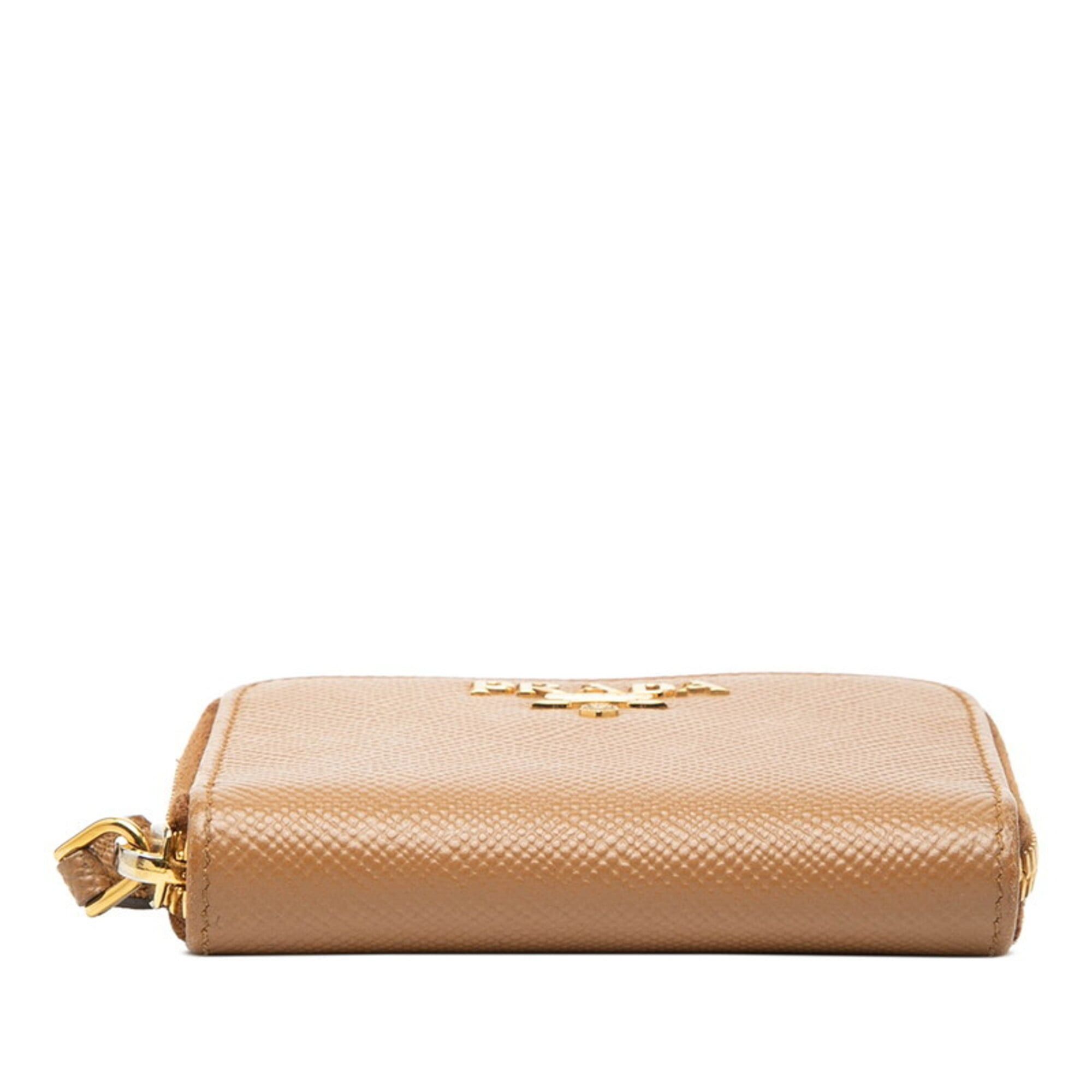 Prada Prada Logo Wallet/Coin Purse, 1MM268, Caramel Brown Saffiano Leather, Women's PRADA Size ONE SIZE - 3 Thumbnail