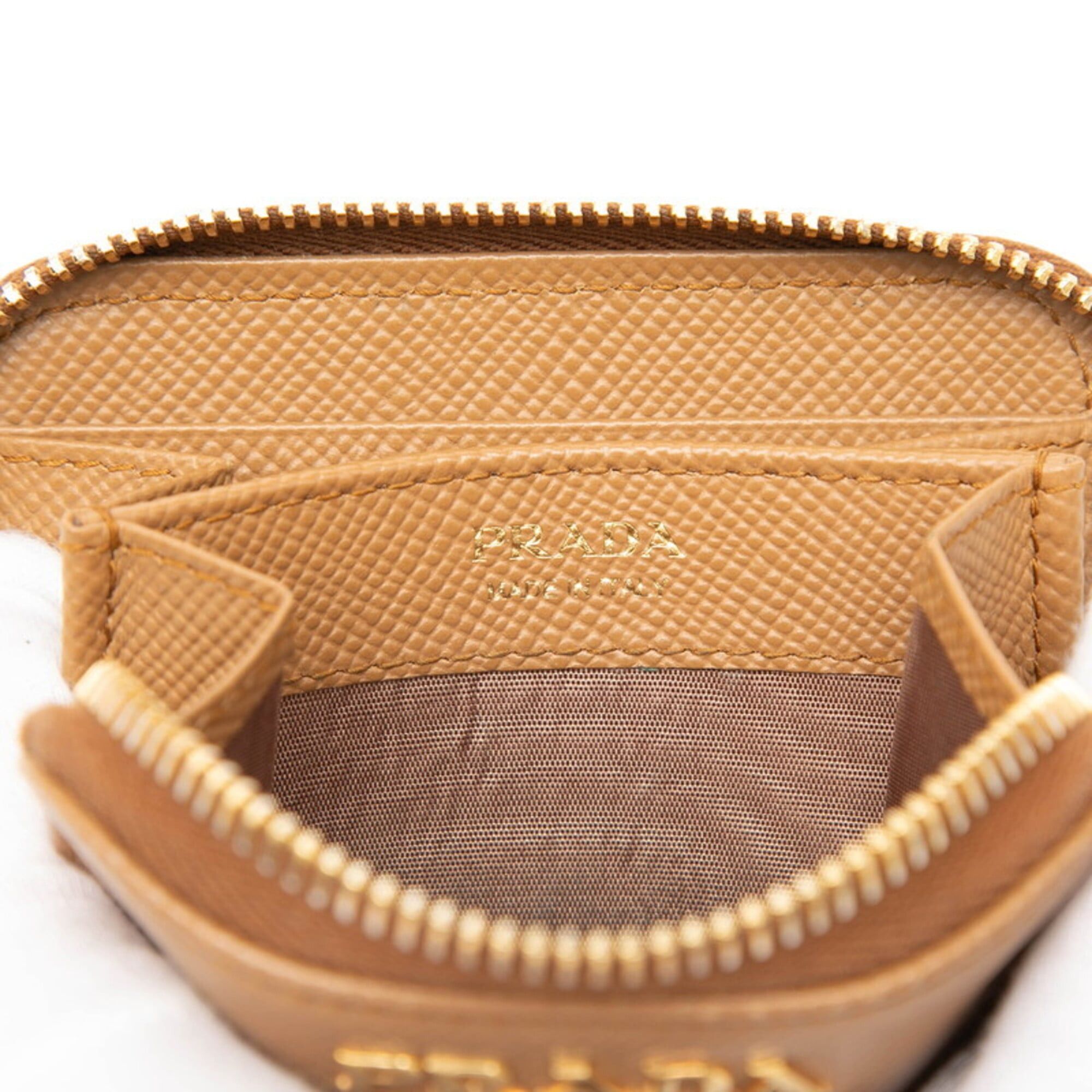 Prada Prada Logo Wallet/Coin Purse, 1MM268, Caramel Brown Saffiano Leather, Women's PRADA Size ONE SIZE - 5 Thumbnail