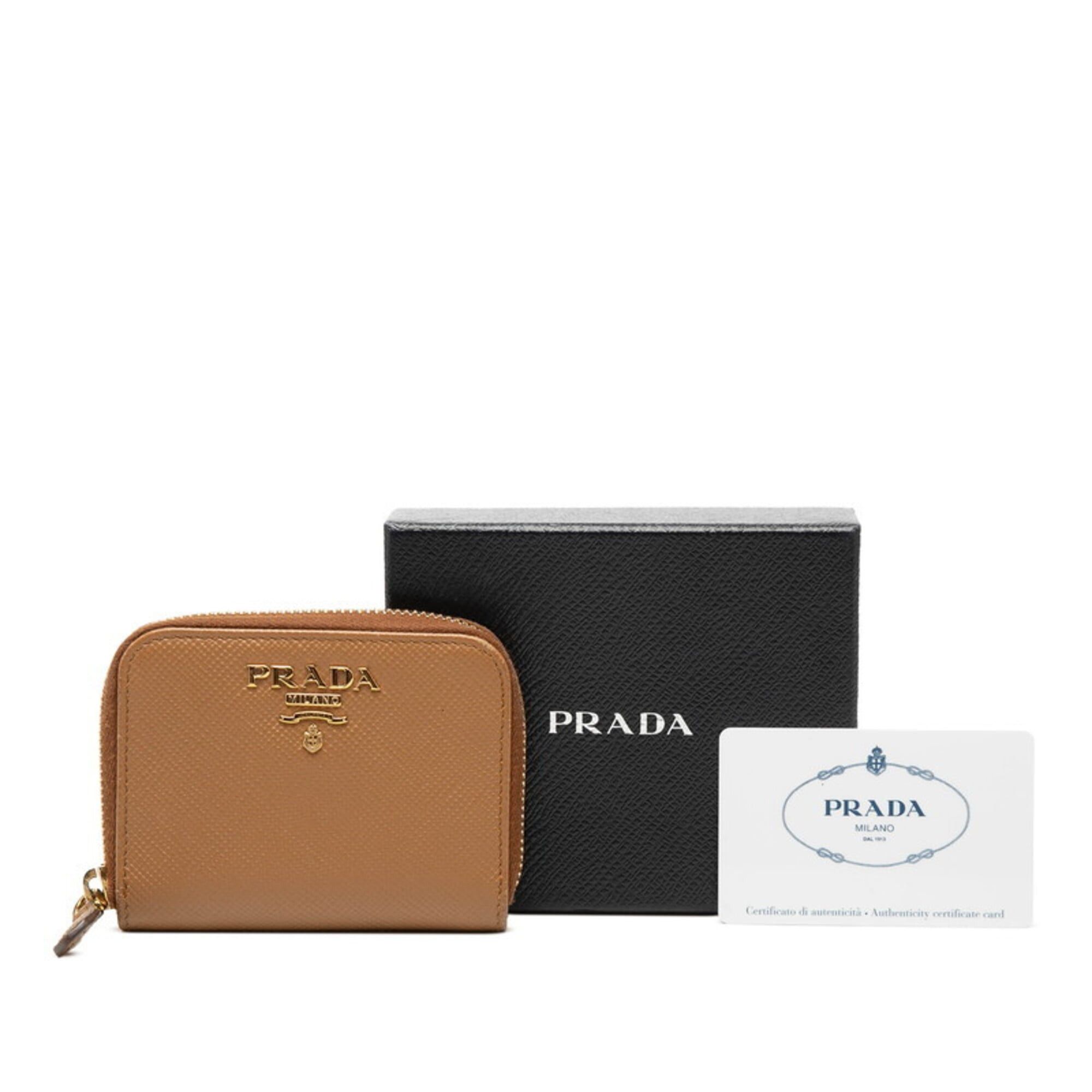 Prada Prada Logo Wallet/Coin Purse, 1MM268, Caramel Brown Saffiano Leather, Women's PRADA Size ONE SIZE - 6 Thumbnail