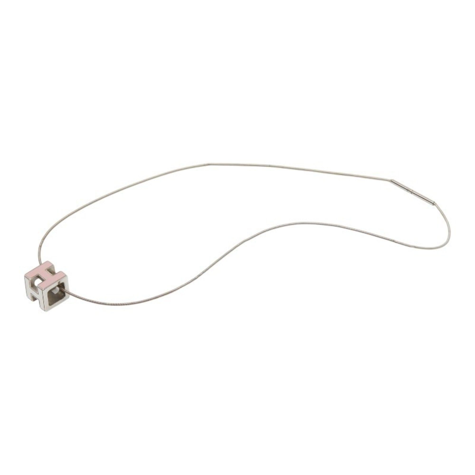 Hermes Hermes Cage d'H H-Cube Necklace, Silver and Pink Metal Enamel, Women's HERMES Size ONE SIZE - 4 Thumbnail