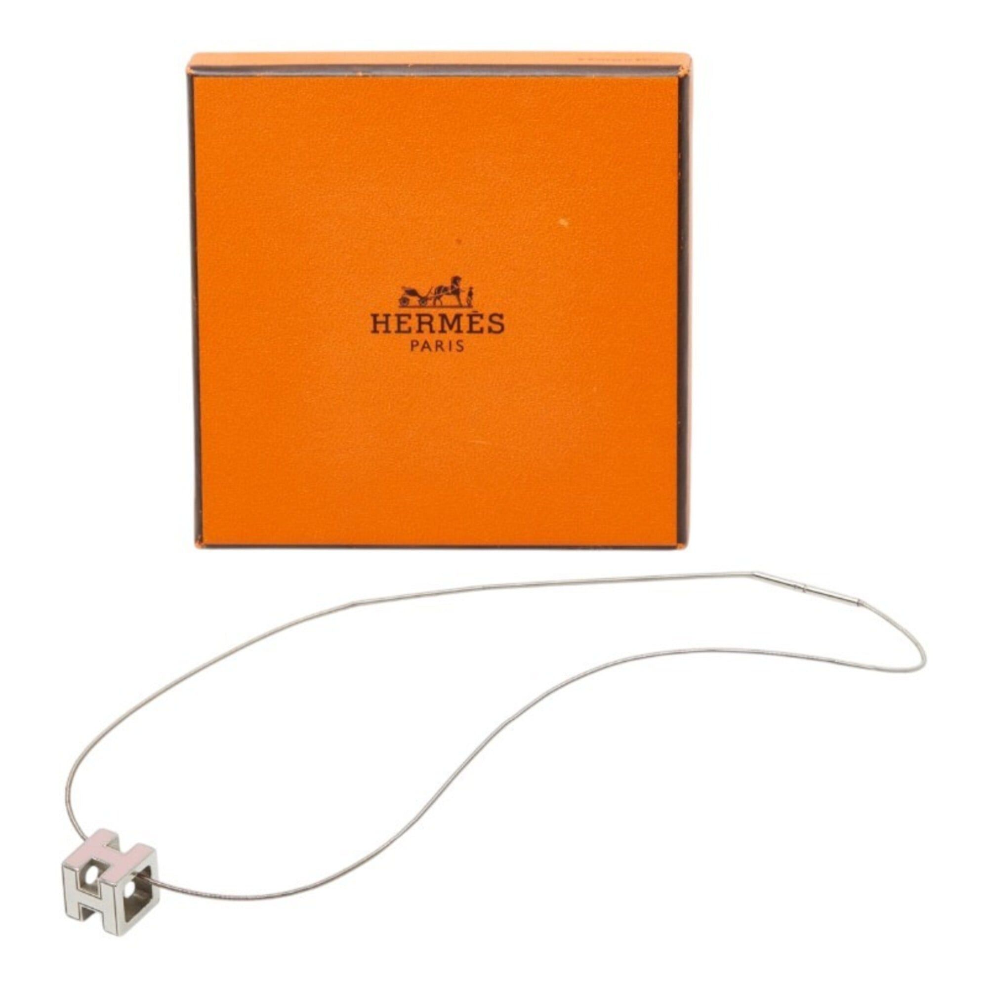 Hermes Hermes Cage d'H H-Cube Necklace, Silver and Pink Metal Enamel, Women's HERMES Size ONE SIZE - 7 Thumbnail