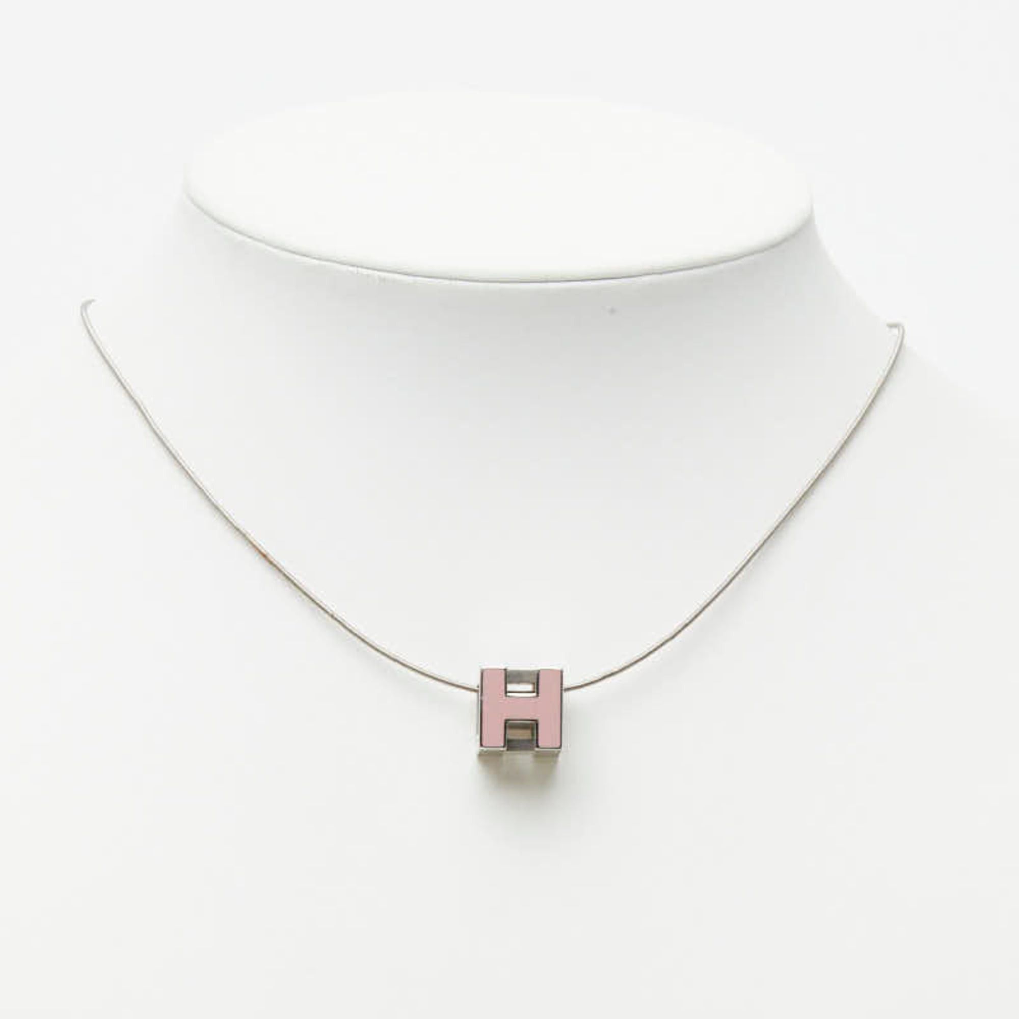 Hermes Hermes Cage d'H H-Cube Necklace, Silver and Pink Metal Enamel, Women's HERMES Size ONE SIZE - 8 Thumbnail