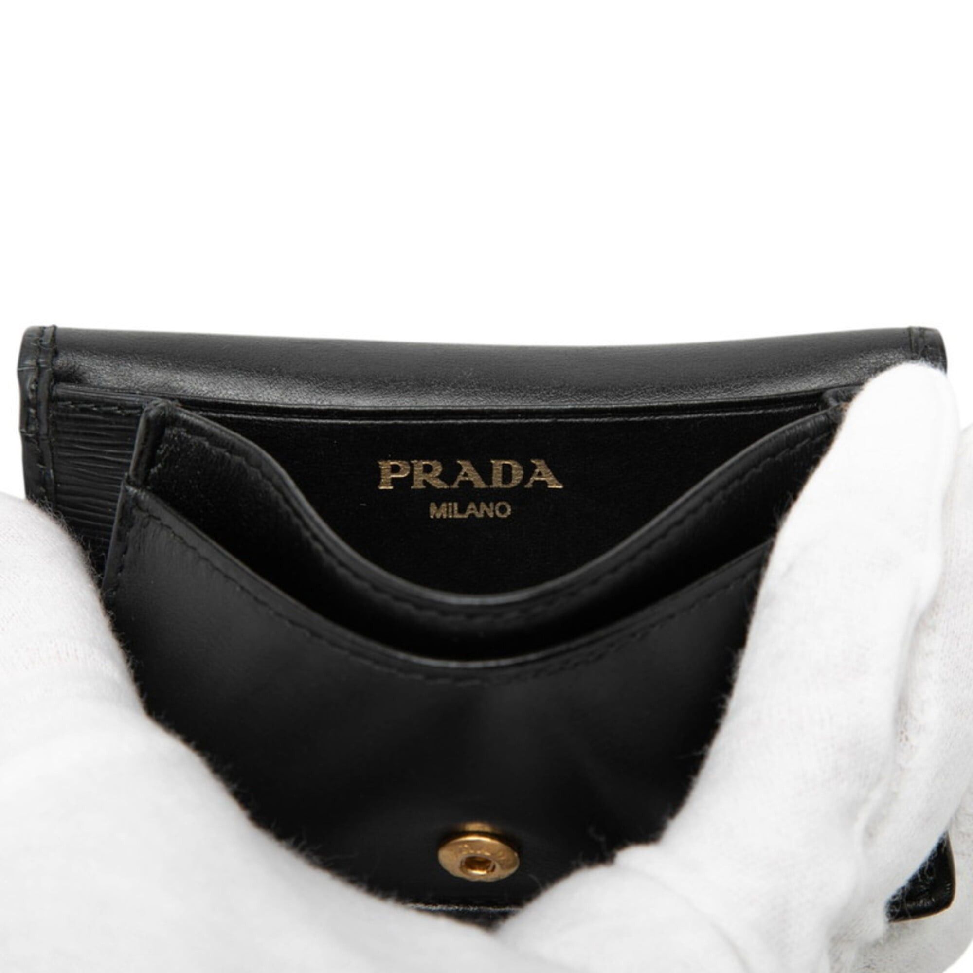 Prada Prada Logo Wallet/Coin Purse, Nero Black Vitello Move Leather, Women's PRADA Size ONE SIZE - 5 Thumbnail