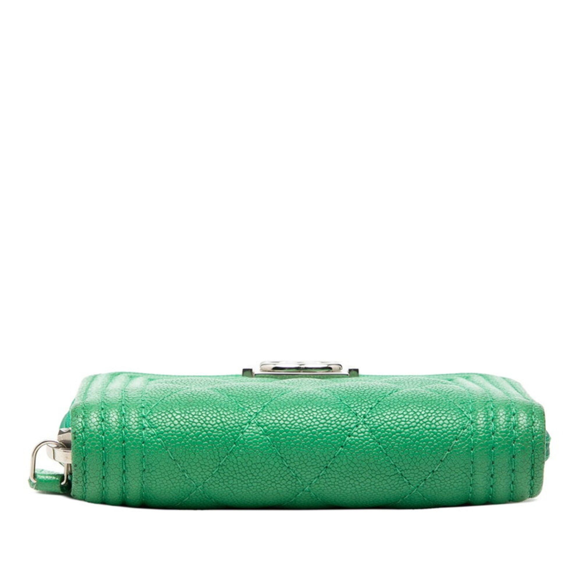 Chanel Chanel Coco Mark Boy Wallet/Coin Purse, Green Caviar Leather, Women's CHANEL Size ONE SIZE - 3 Thumbnail