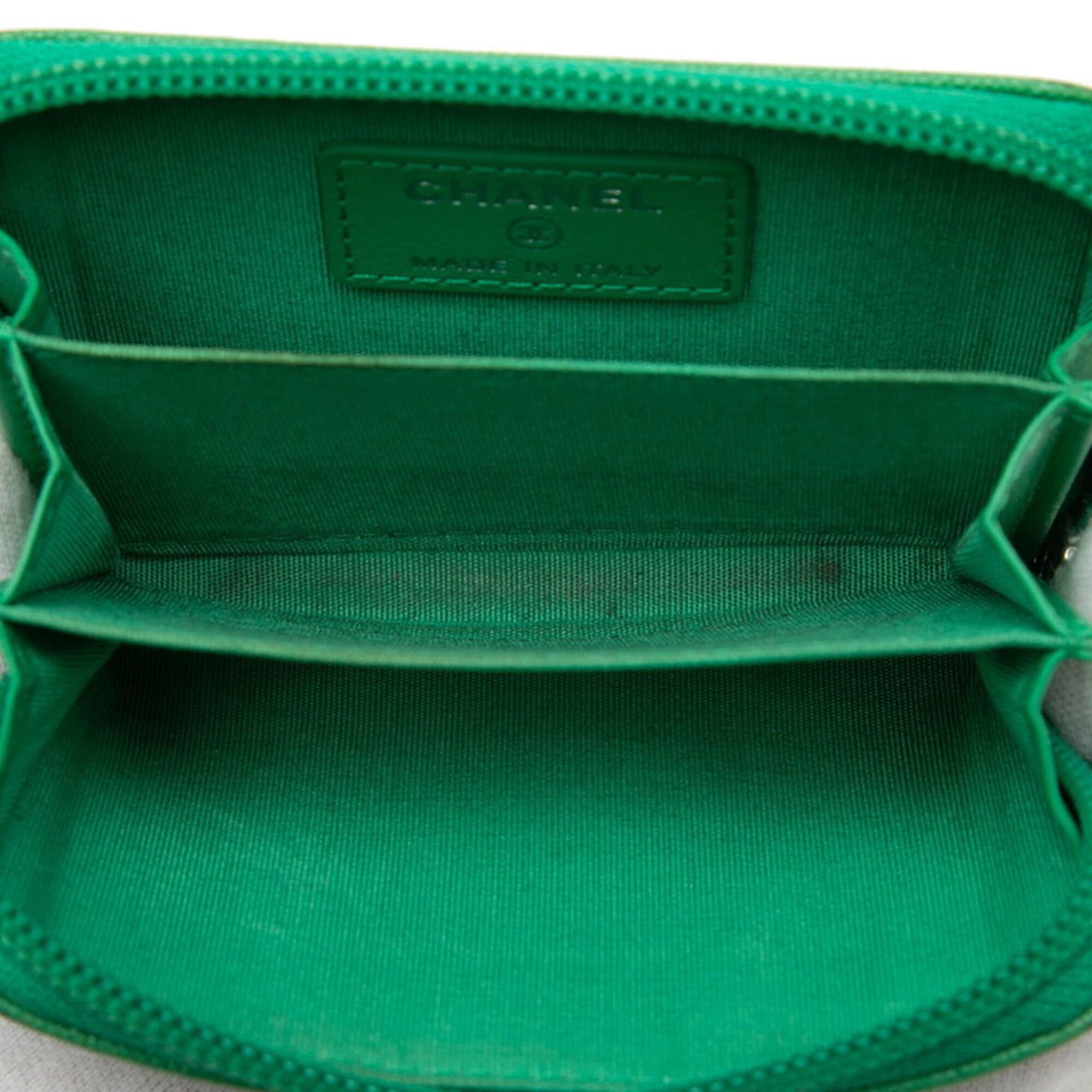 Chanel Chanel Coco Mark Boy Wallet/Coin Purse, Green Caviar Leather, Women's CHANEL Size ONE SIZE - 4 Thumbnail