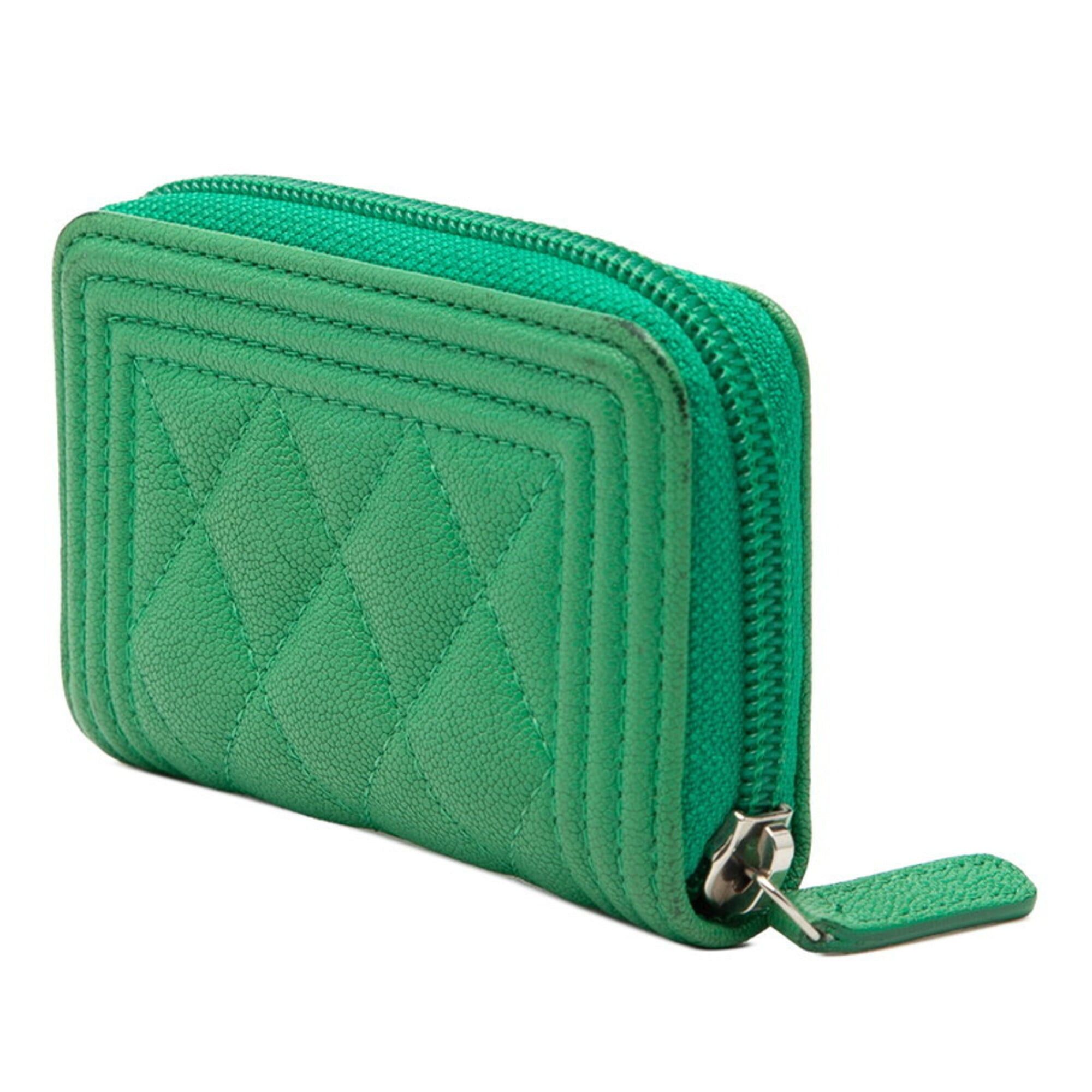 Chanel Chanel Coco Mark Boy Wallet/Coin Purse, Green Caviar Leather, Women's CHANEL Size ONE SIZE - 2 Thumbnail