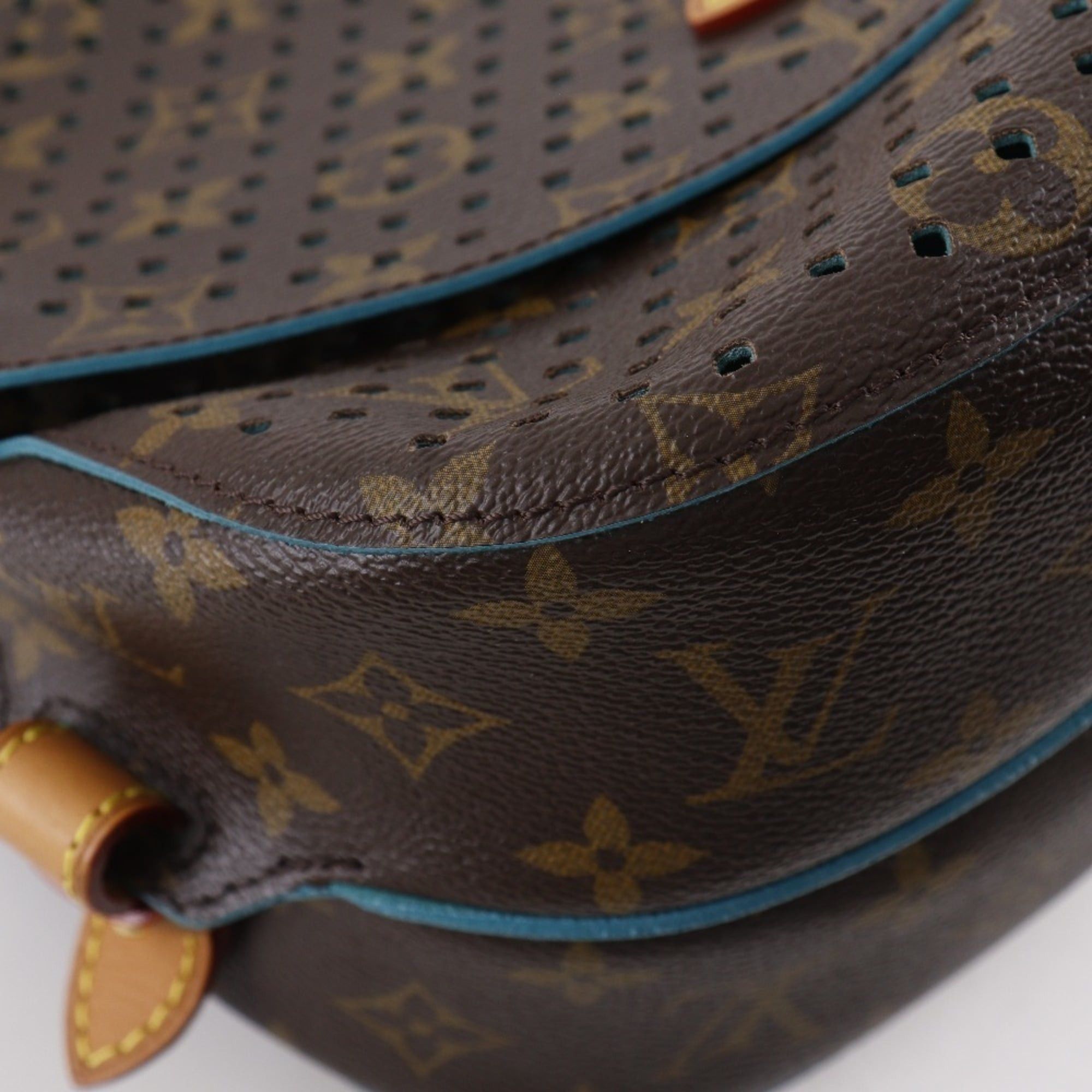 Louis Vuitton Louis Vuitton Saumur PM Shoulder Bag M93998 Monogram Perfo Turquoise 2011 Brown TJ4181 A5 Belt Buckle Women's Size ONE SIZE - 4 Thumbnail