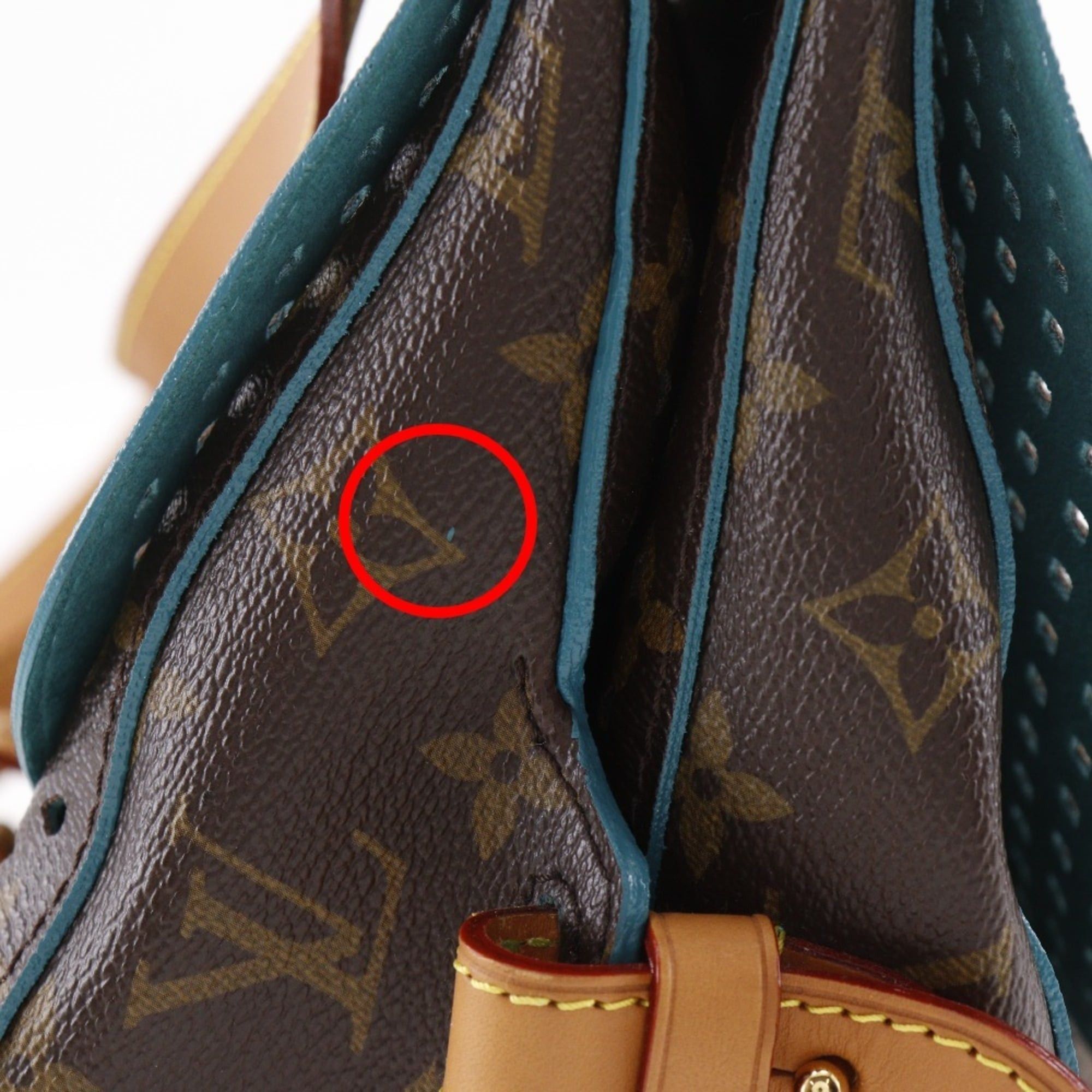 Louis Vuitton Louis Vuitton Saumur PM Shoulder Bag M93998 Monogram Perfo Turquoise 2011 Brown TJ4181 A5 Belt Buckle Women's Size ONE SIZE - 8 Thumbnail