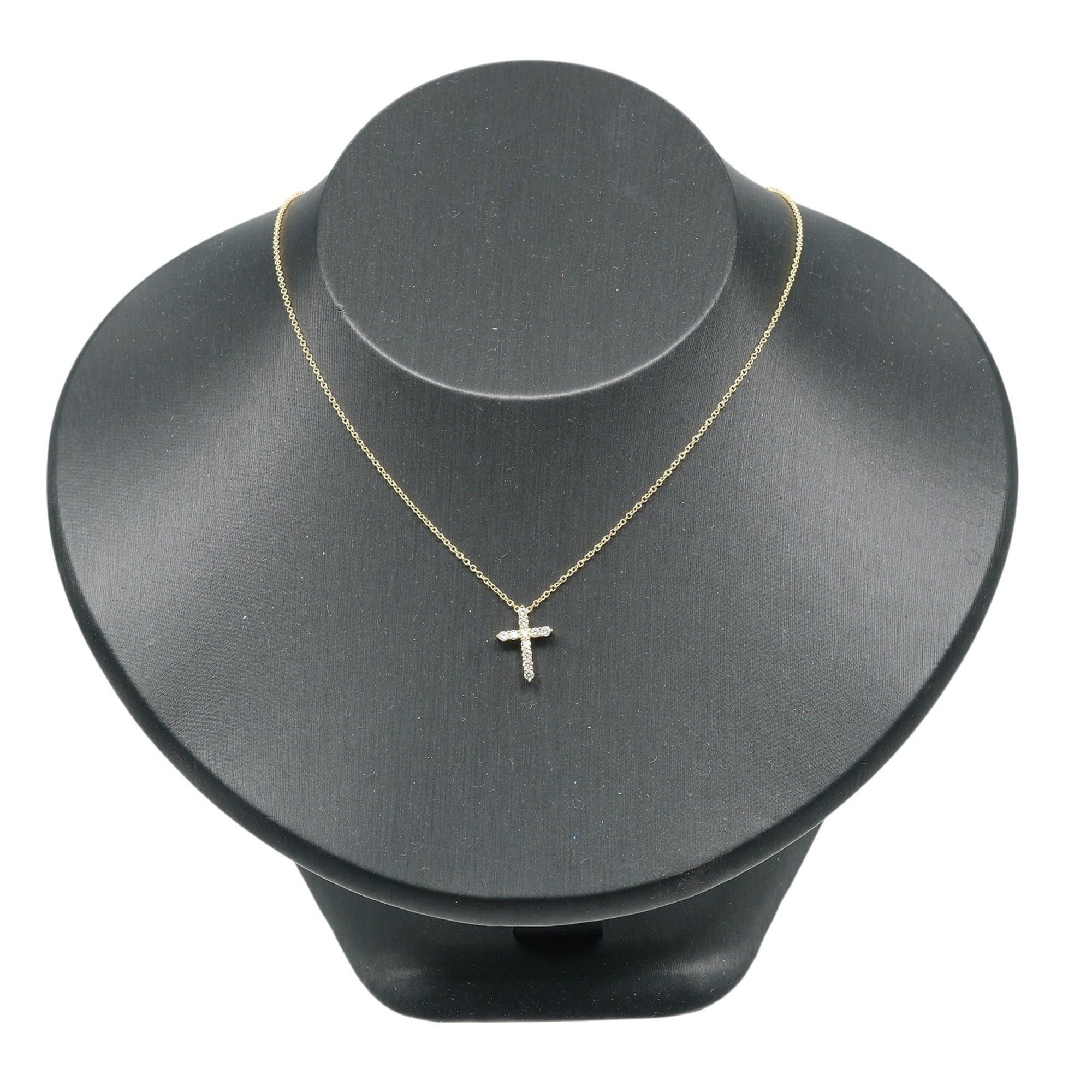 Tiffany & Co. Tiffany & Co. Cross Necklace XS 18K Yellow Gold with Diamonds, Approx. 2.22g. Size ONE SIZE - 2 Thumbnail