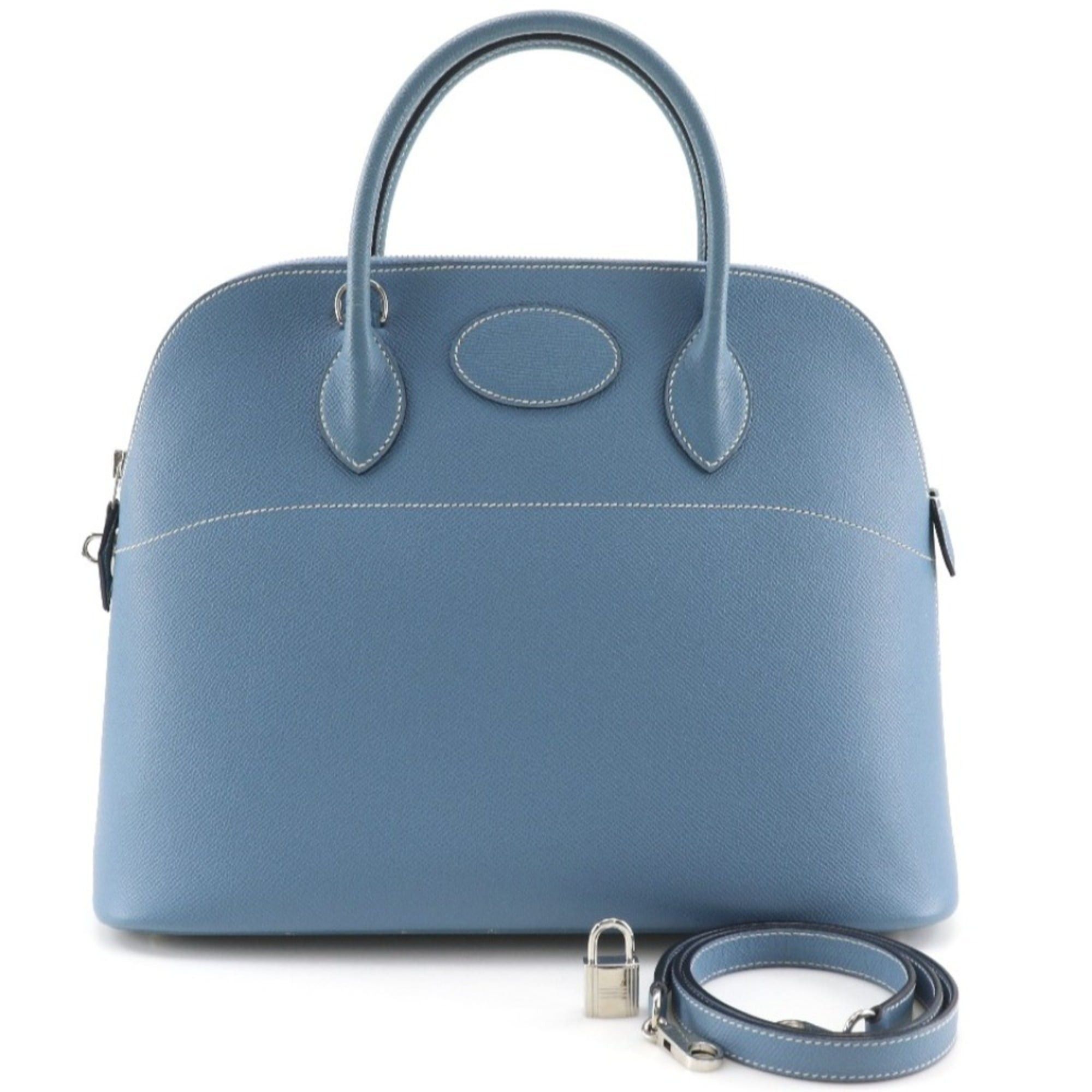 Hermes Hermes Bolide 35 Handbag, 2-Way Shoulder Bag, Veau Epsom Leather, Blue Jean, 2006 Model, Silver Hardware, □J, 2-Way, A4 Size, Bolide35, Women's. Size ONE SIZE - 12 Thumbnail