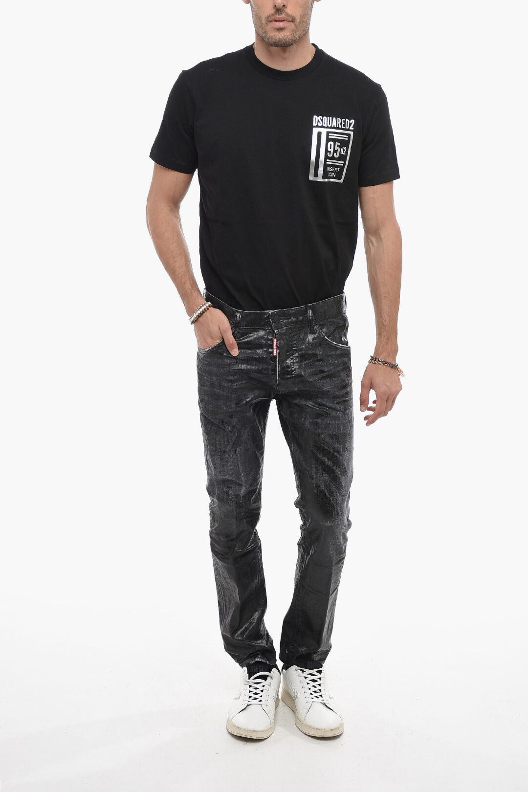 Dsquared2 Coated Cotton Skater Jeans With Distressed Detail Size US 33 - 4 Thumbnail