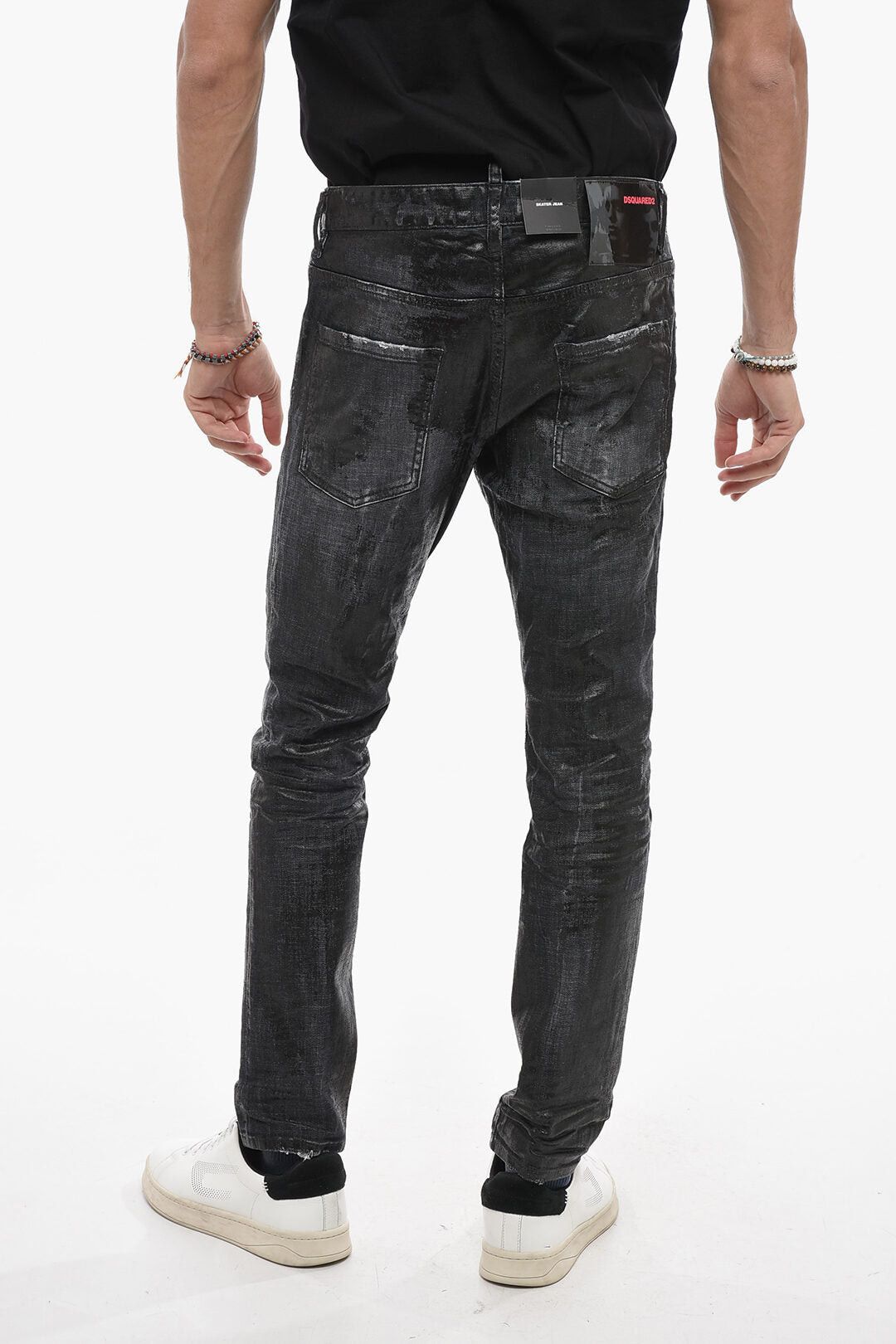 Dsquared2 Coated Cotton Skater Jeans With Distressed Detail Size US 33 - 2 Thumbnail