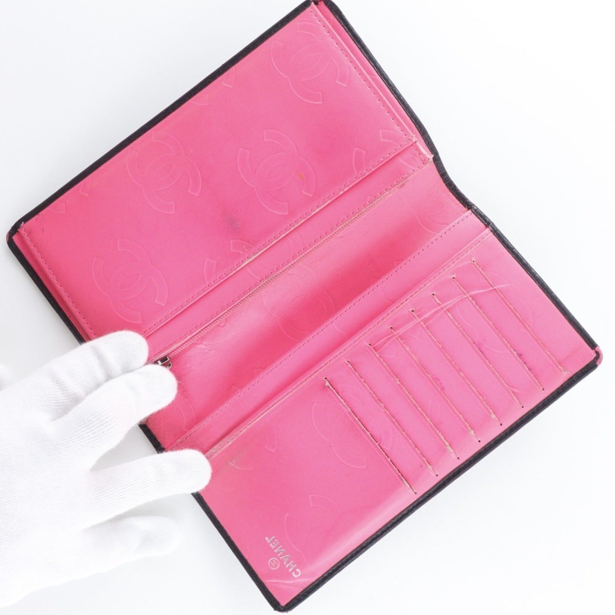 Chanel Chanel Cambon Line Bi-fold Long Wallet A26717 Calfskin Black Open line Women's Size ONE SIZE - 6 Thumbnail