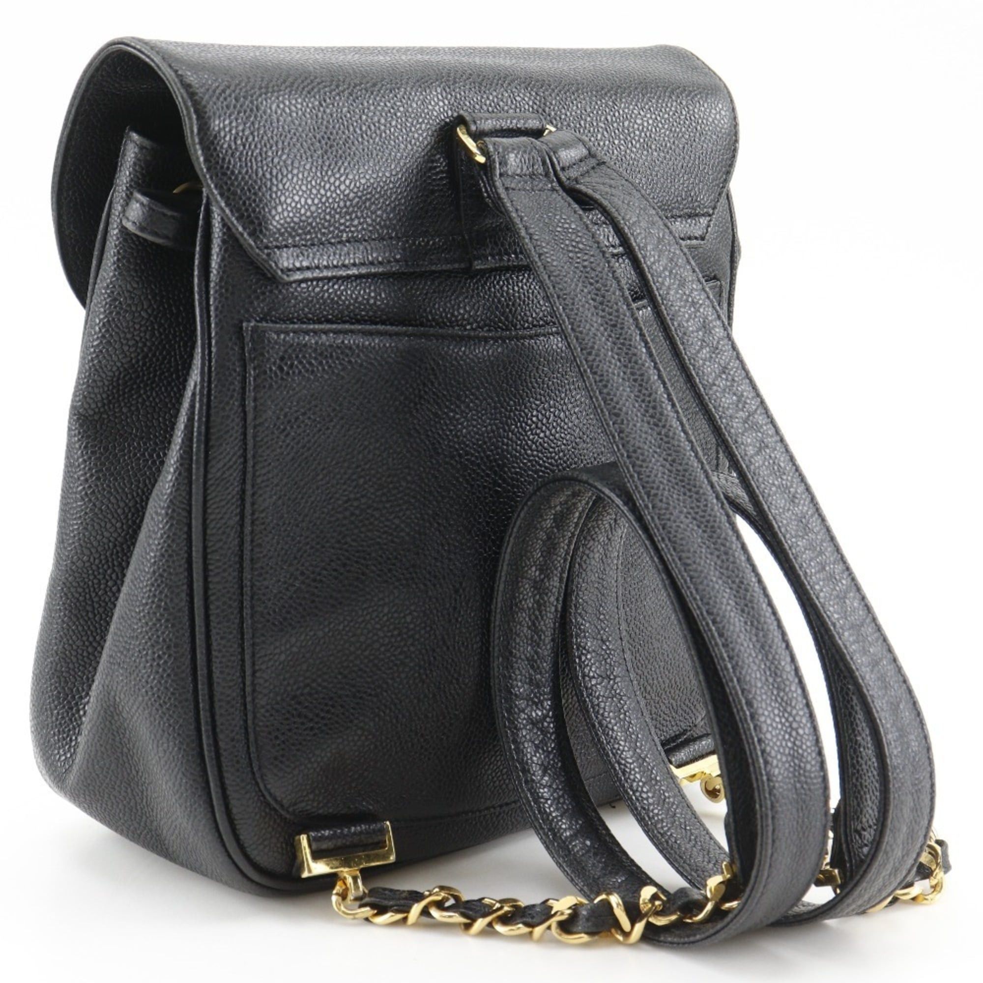 Chanel Chanel Coco Mark Backpack/Daypack, Chain Backpack, Caviar Leather, Black, A5 Size, Turn-Lock, Women's. Size ONE SIZE - 3 Thumbnail