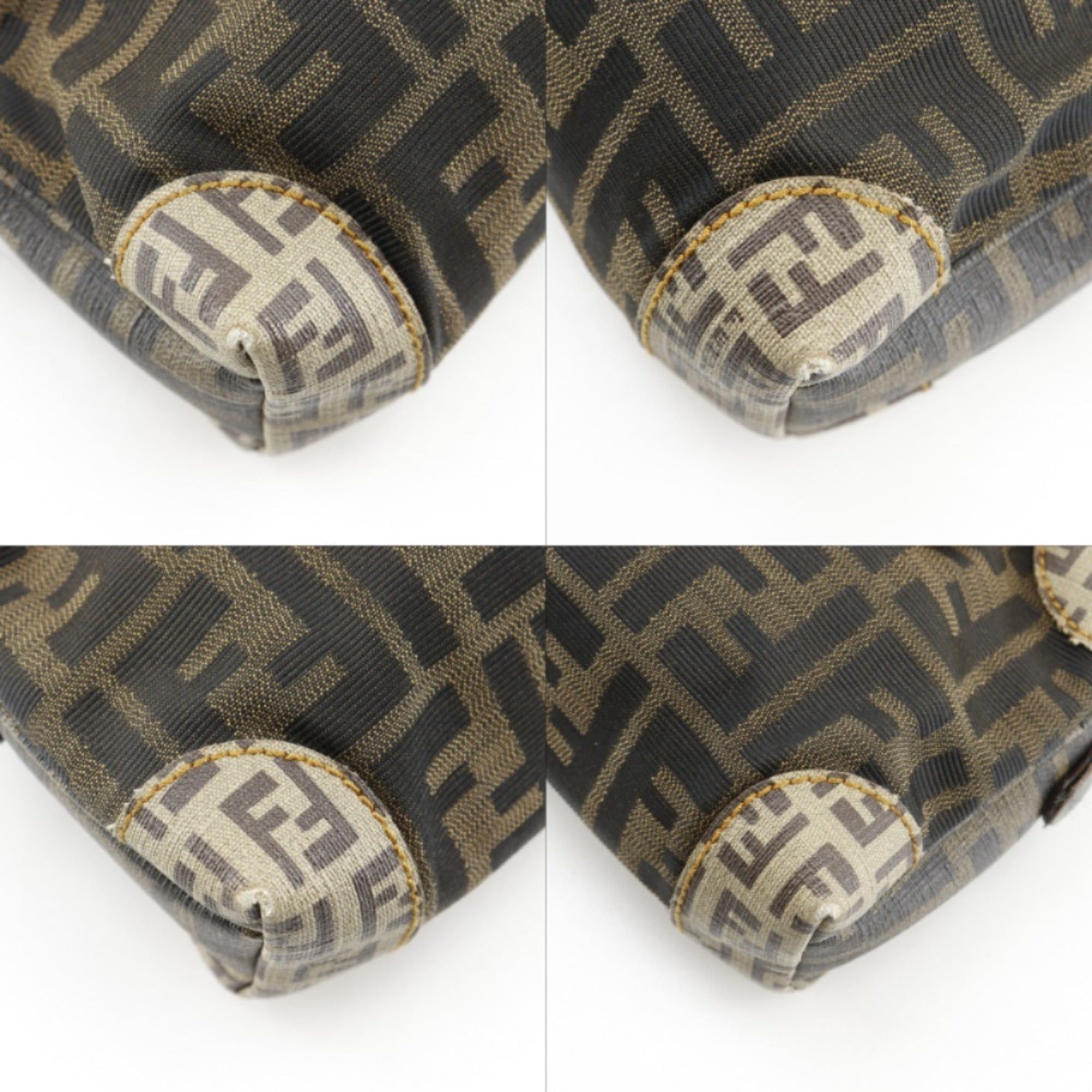 Fendi Fendi Mini Boston 2-Way Shoulder Handbag, Zucca Pattern, Nylon Canvas x PVC, Brown, Open, Women's. Size ONE SIZE - 4 Thumbnail