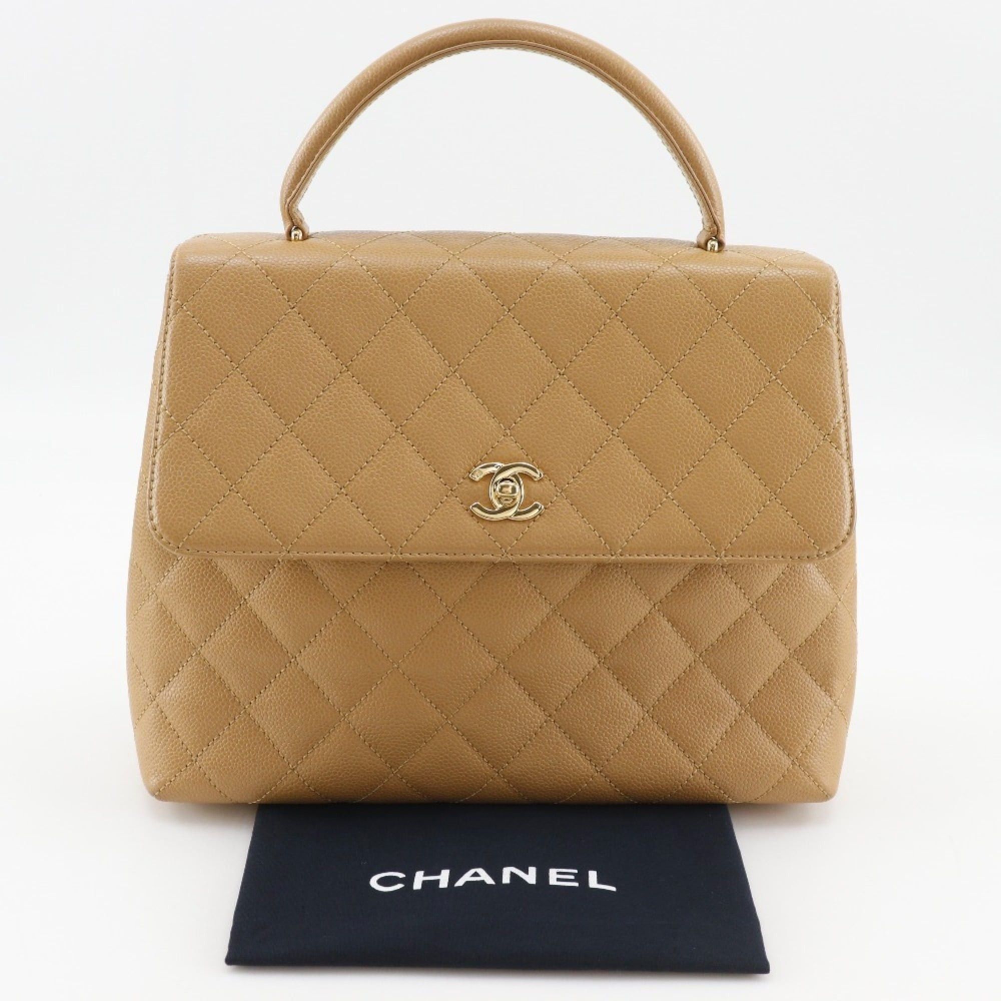 Chanel Chanel Matelassé Top Handle Bag, A12397, Caviar Leather, Beige, A5 size, Turnlock, Women's. Size ONE SIZE - 15 Thumbnail