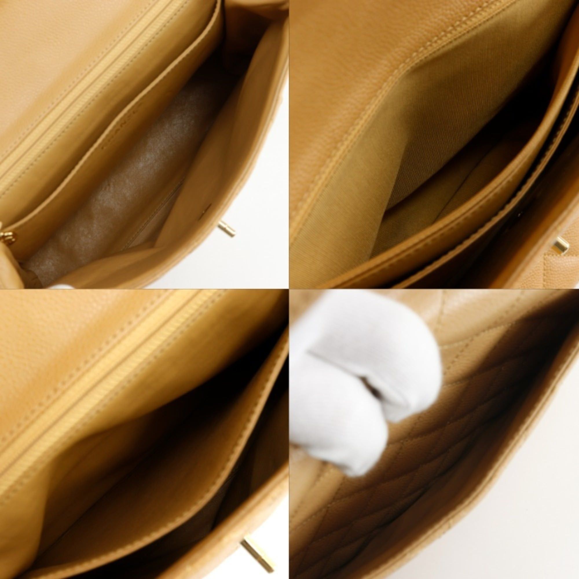 Chanel Chanel Matelassé Top Handle Bag, A12397, Caviar Leather, Beige, A5 size, Turnlock, Women's. Size ONE SIZE - 16 Thumbnail
