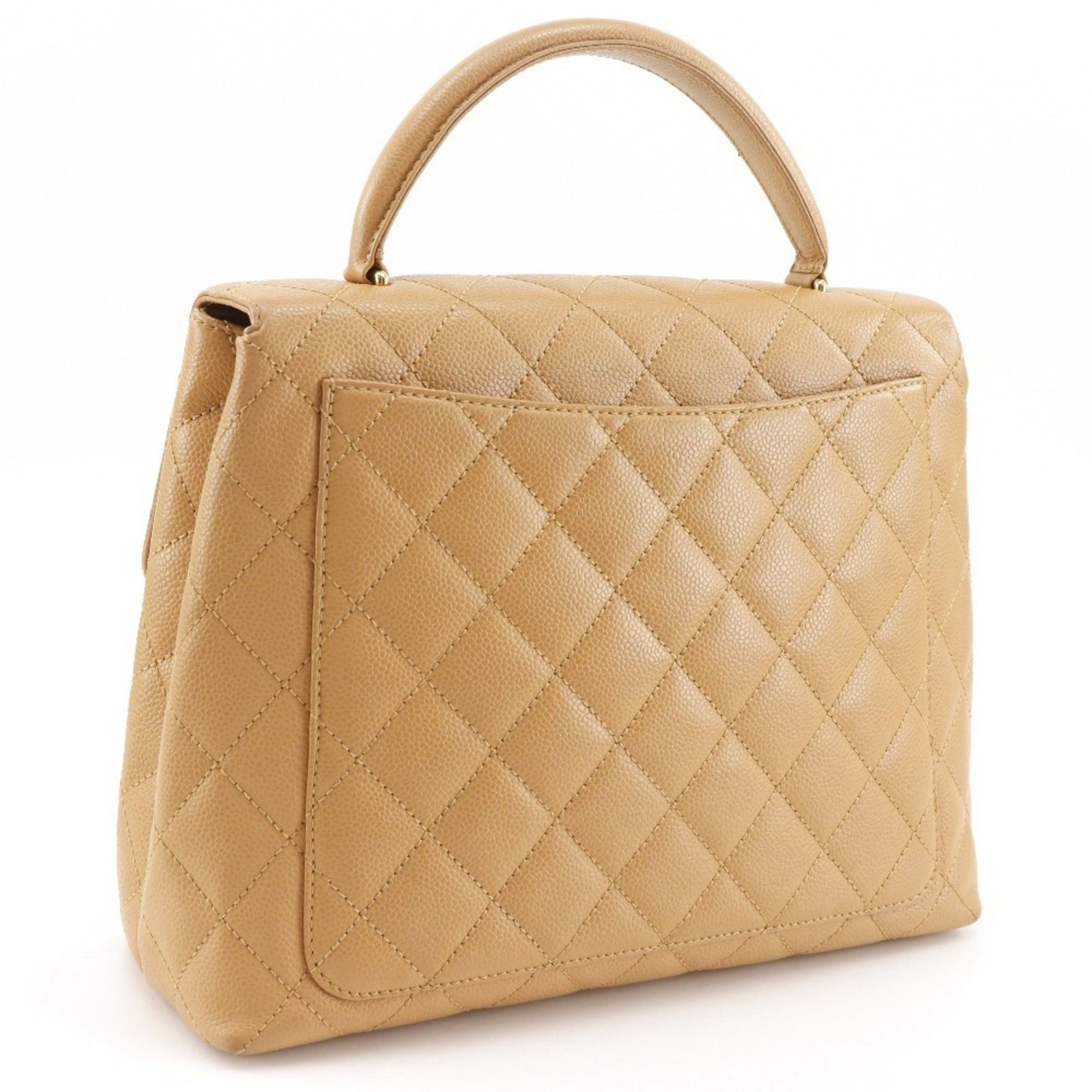 Chanel Chanel Matelassé Top Handle Bag, A12397, Caviar Leather, Beige, A5 size, Turnlock, Women's. Size ONE SIZE - 3 Thumbnail