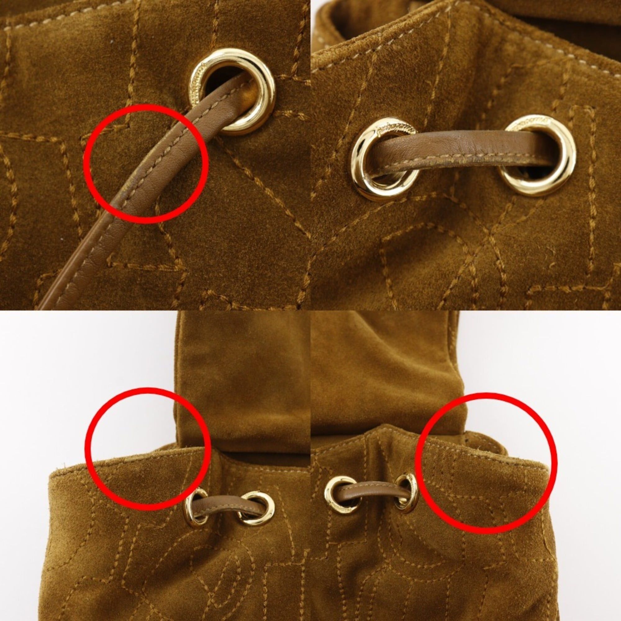 Salvatore Ferragamo Salvatore Ferragamo Stitch Design Shoulder Bag BZ-21 5695 Suede Camel A5 Magnetic Closure design Women's Size ONE SIZE - 12 Thumbnail